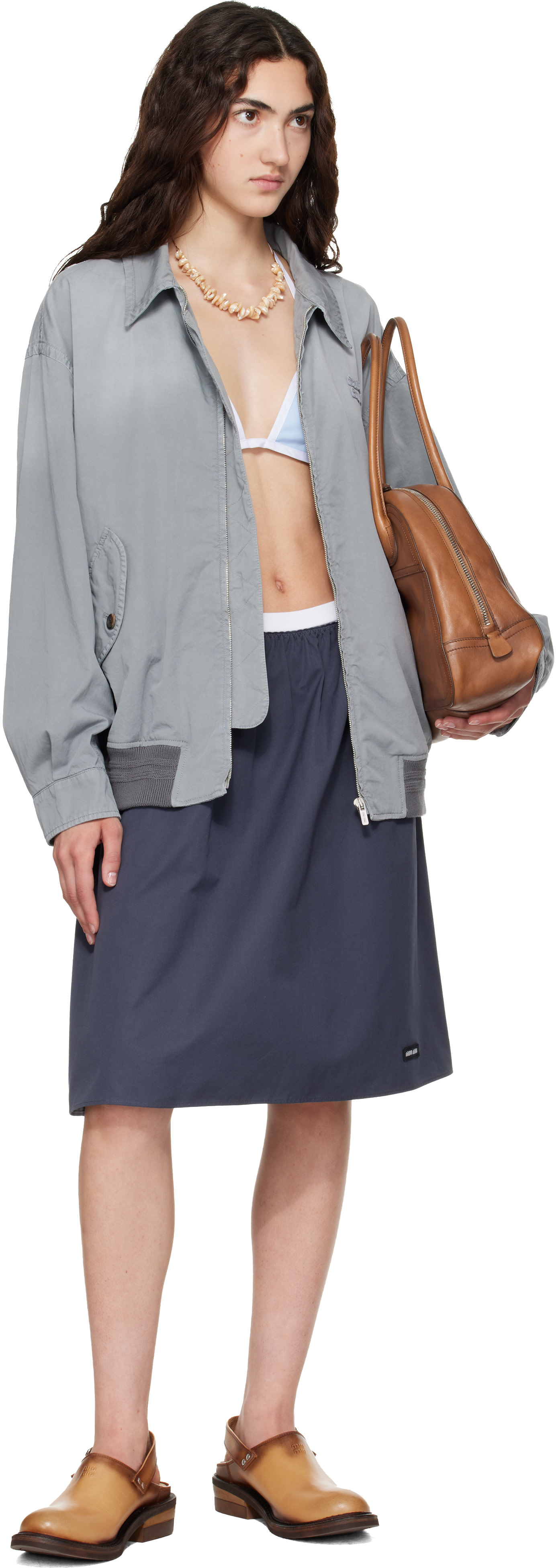 Miu Miu - Blouson gris à effet usé