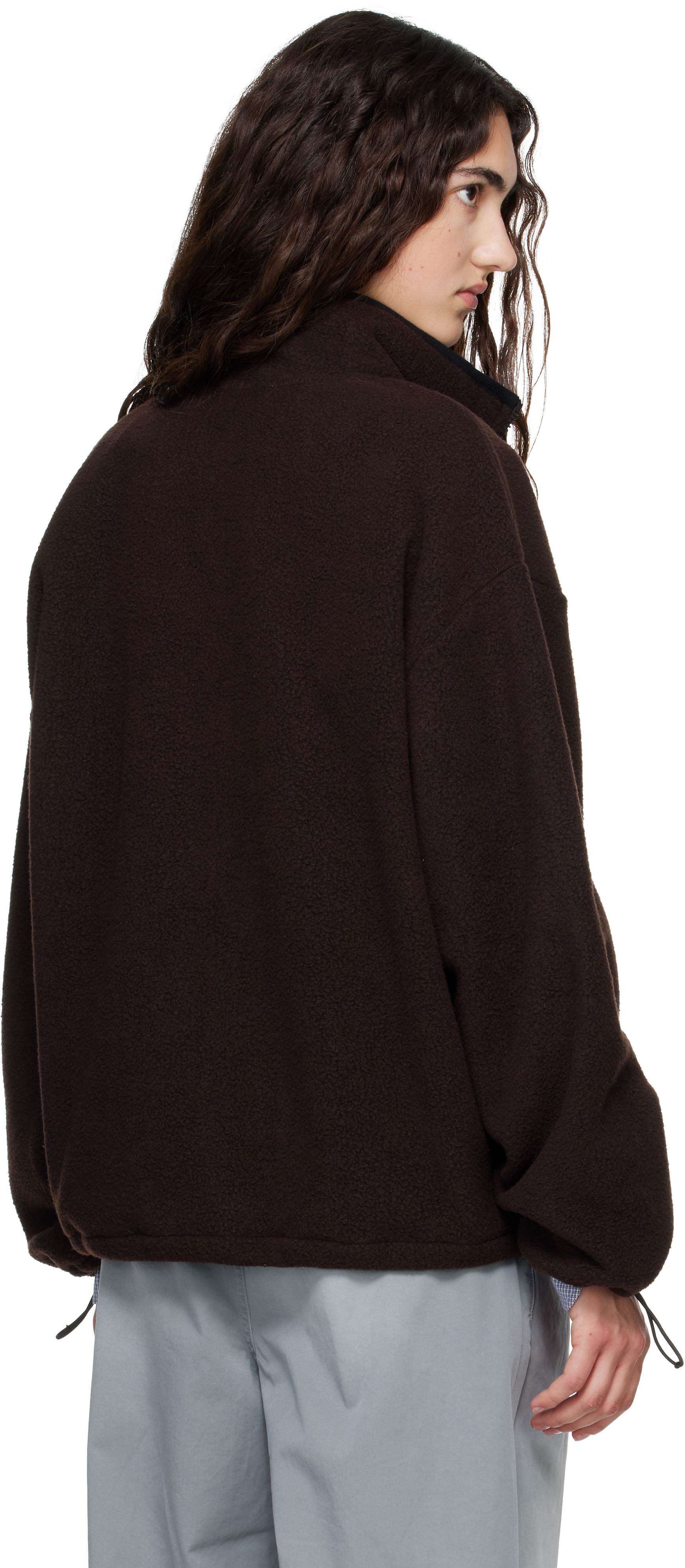 Miu Miu - Blouson brun en molleton à glissière