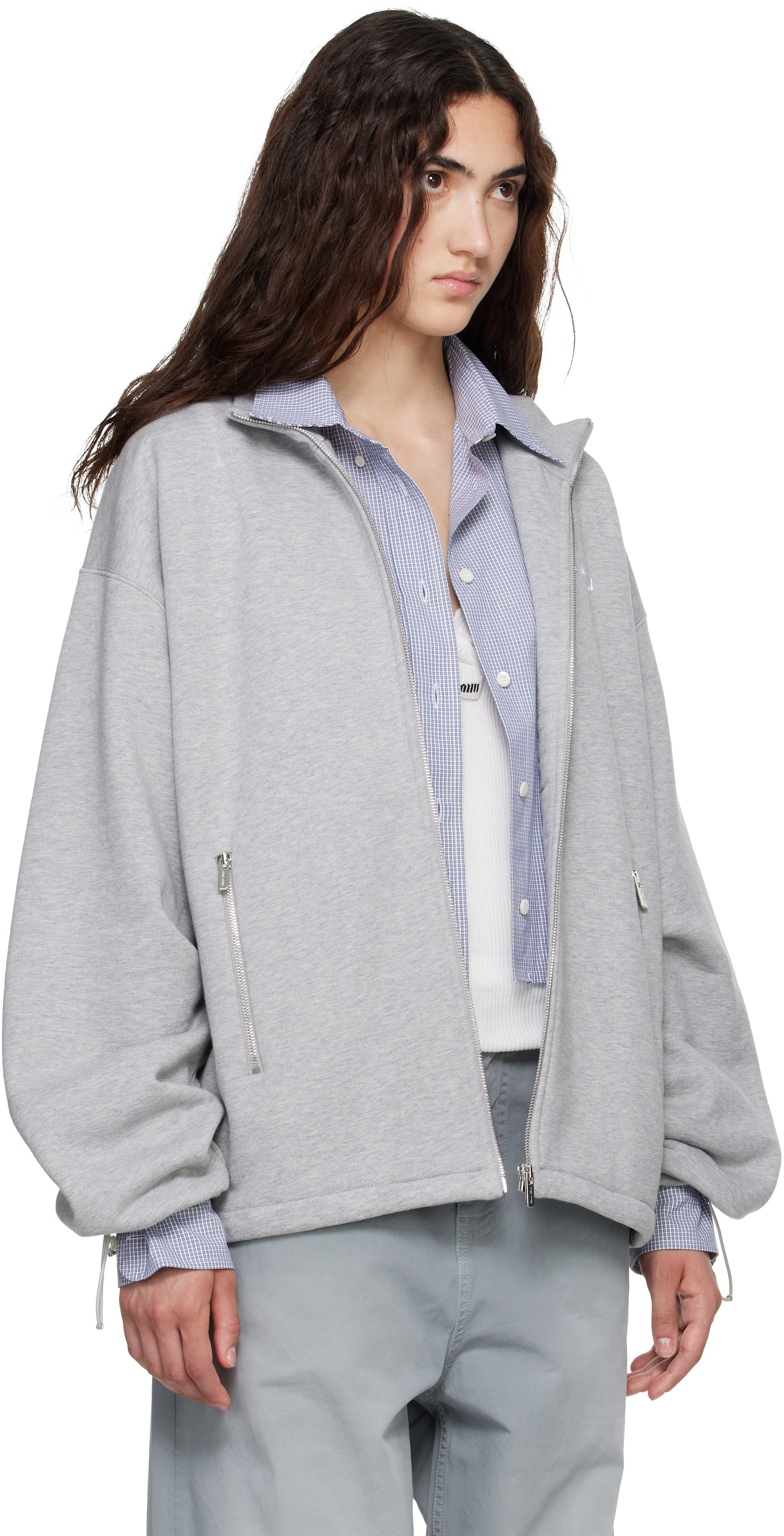 Miu Miu - Pull molletonné gris en coton à gris