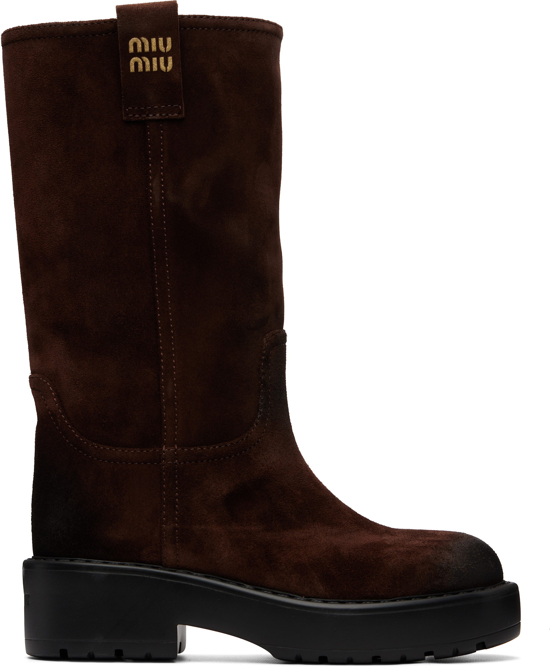 Miu Miu - Bottes brunes en suède