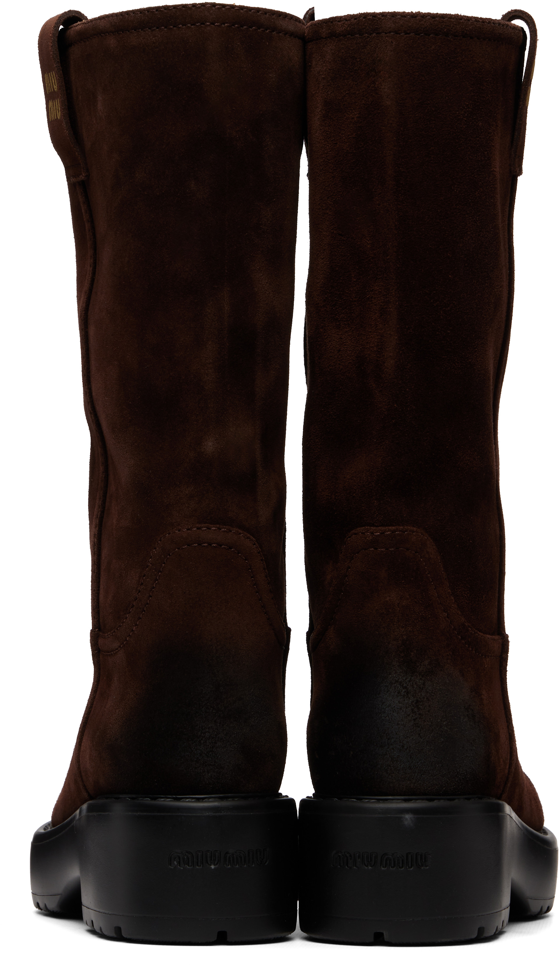 Miu Miu - Bottes brunes en suède