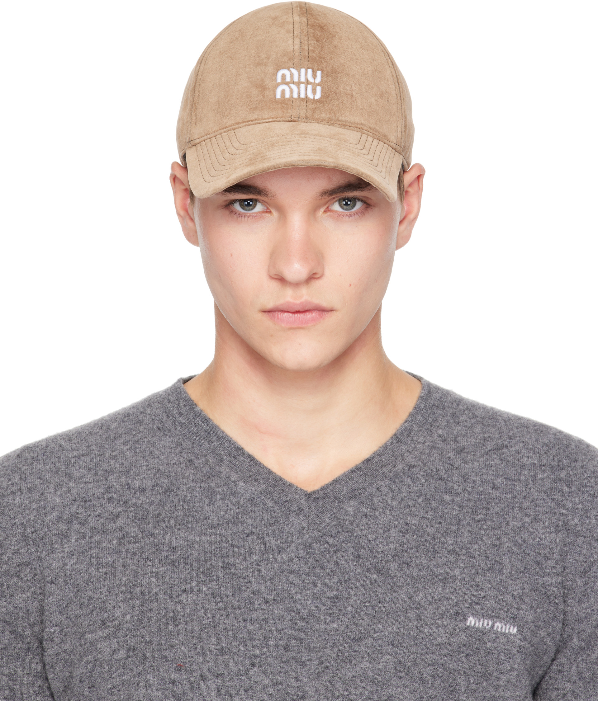Miu Miu - Tan Velvet Baseball Cap
