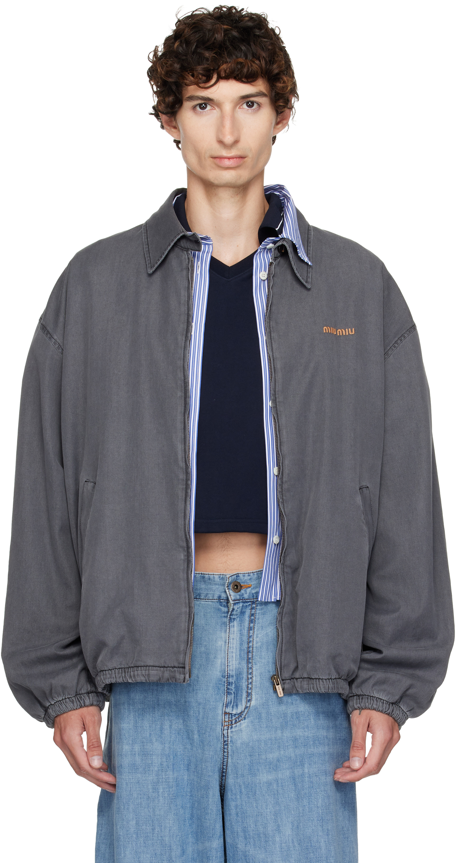 Miu Miu - Blouson gris en chambray