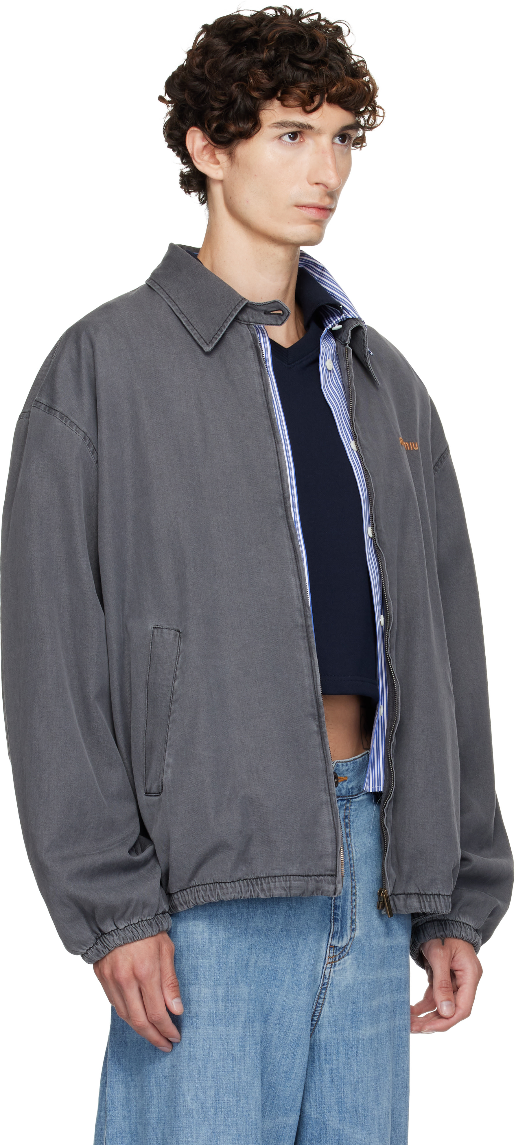 Miu Miu - Blouson gris en chambray