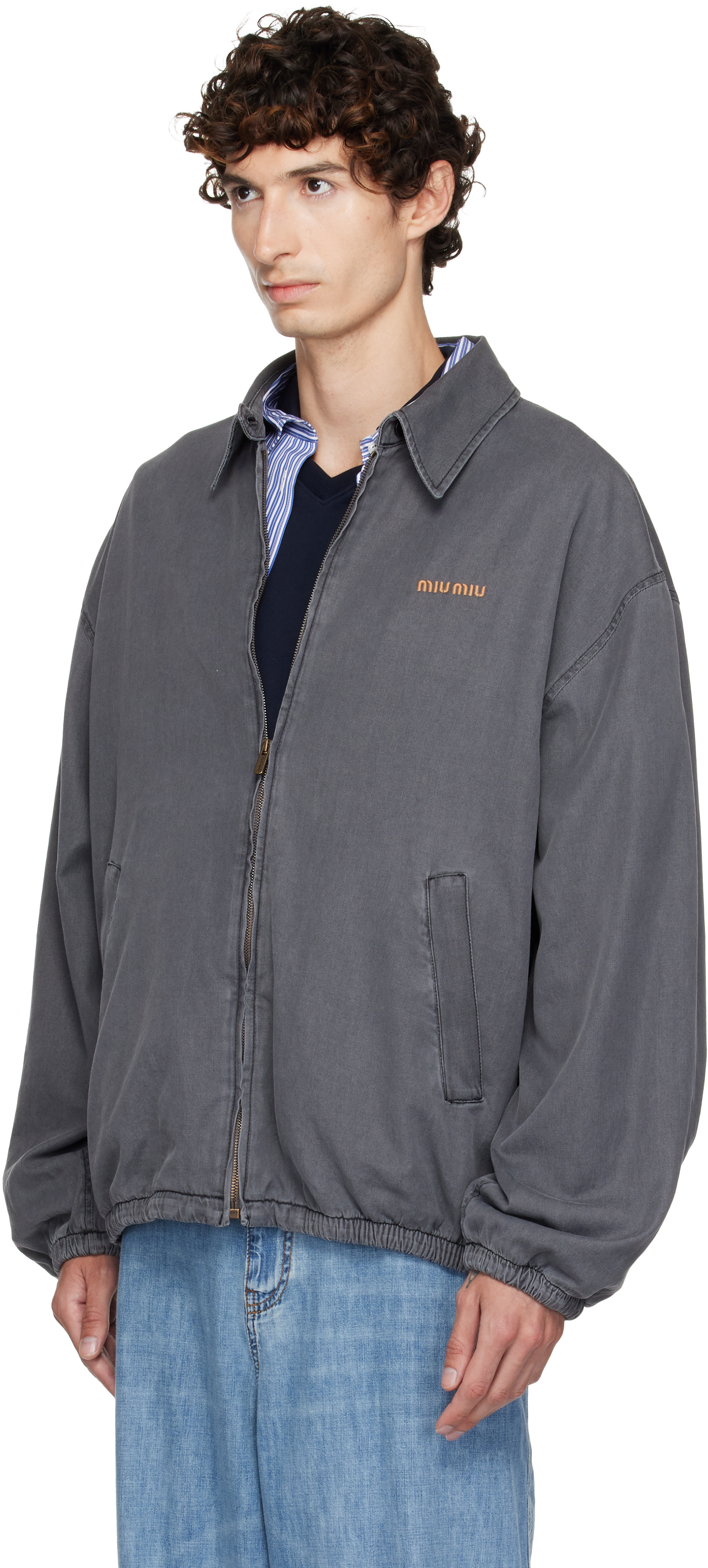 Miu Miu - Blouson gris en chambray