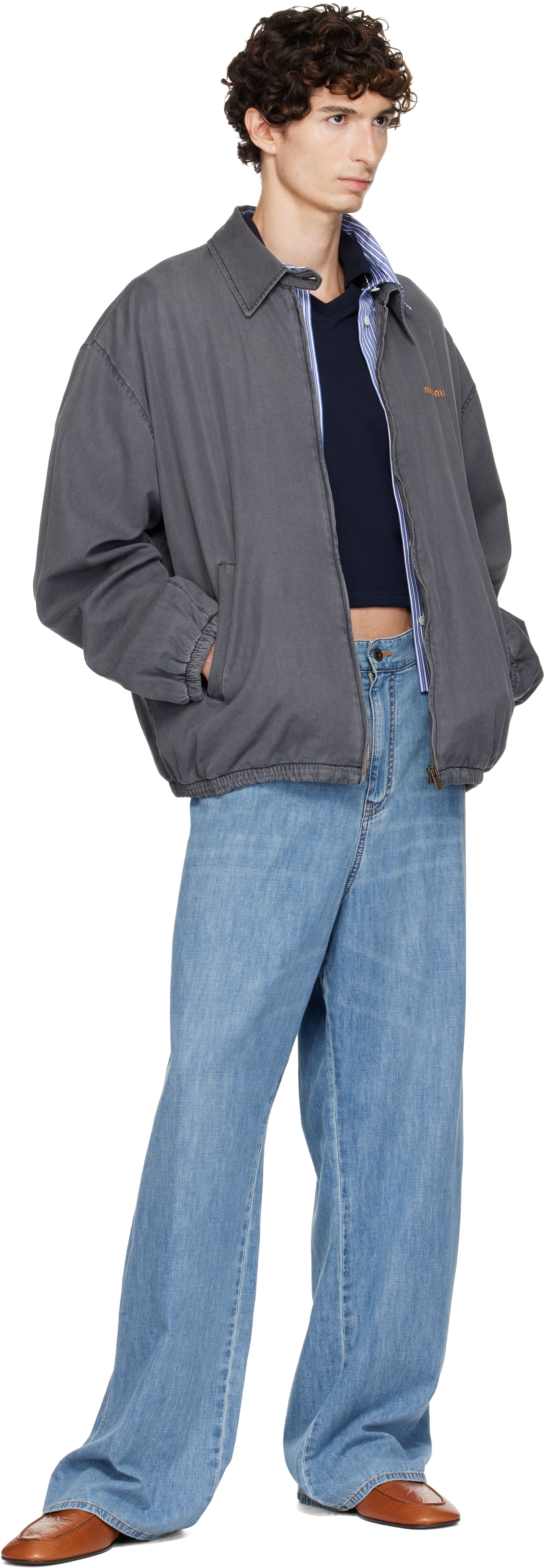 Miu Miu - Blouson gris en chambray