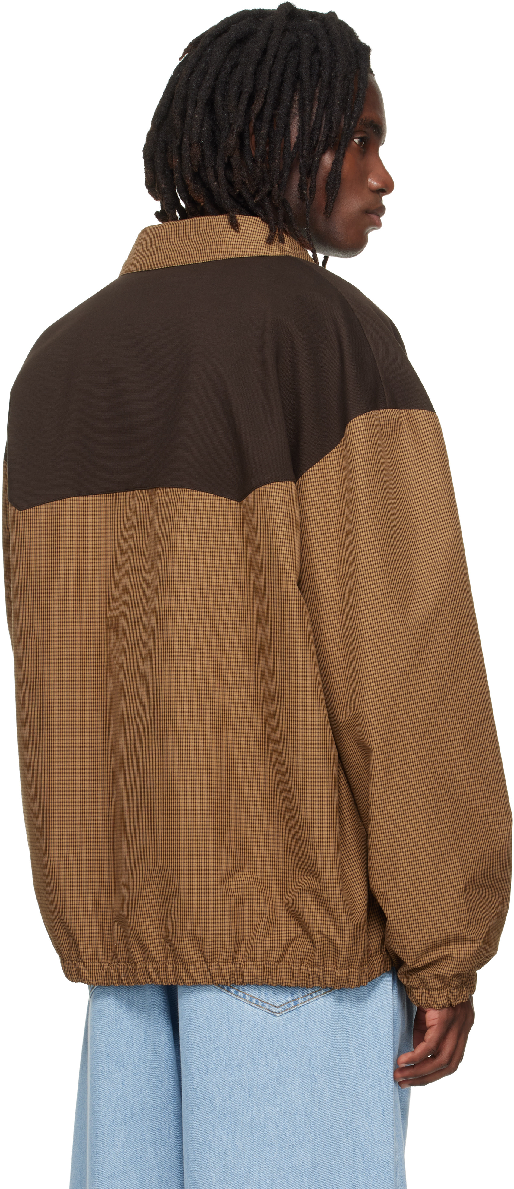Miu Miu - Brown Gingham Check Blouson Jacket