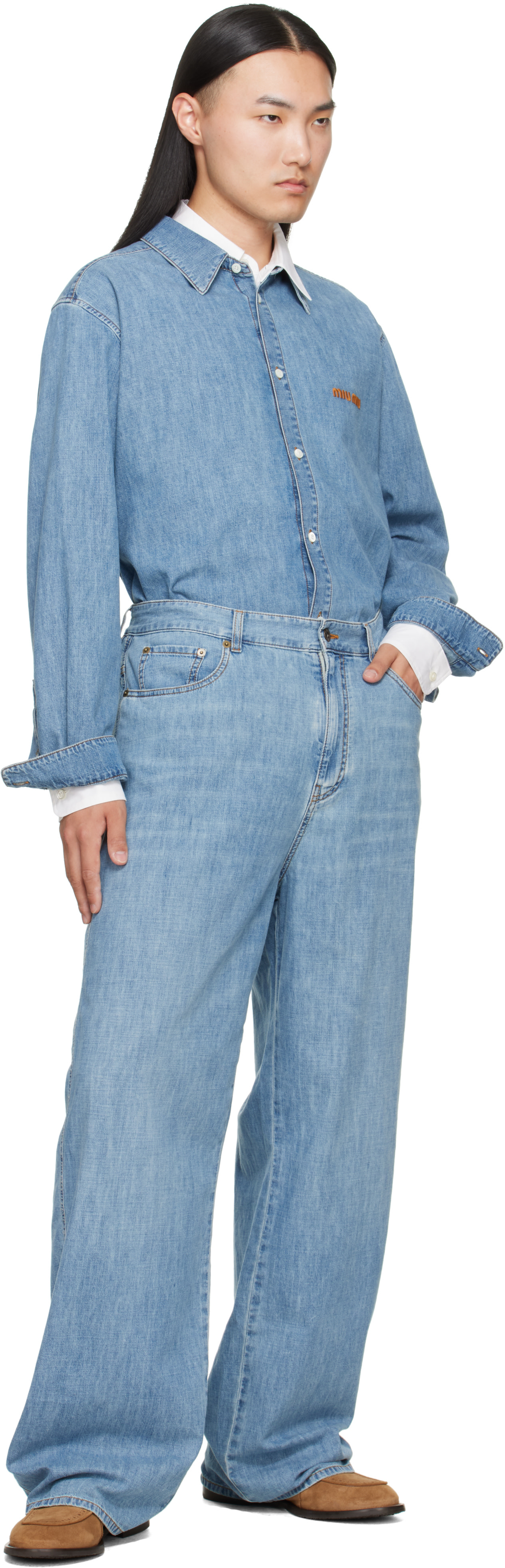 Miu Miu - Blue Chambray Trousers