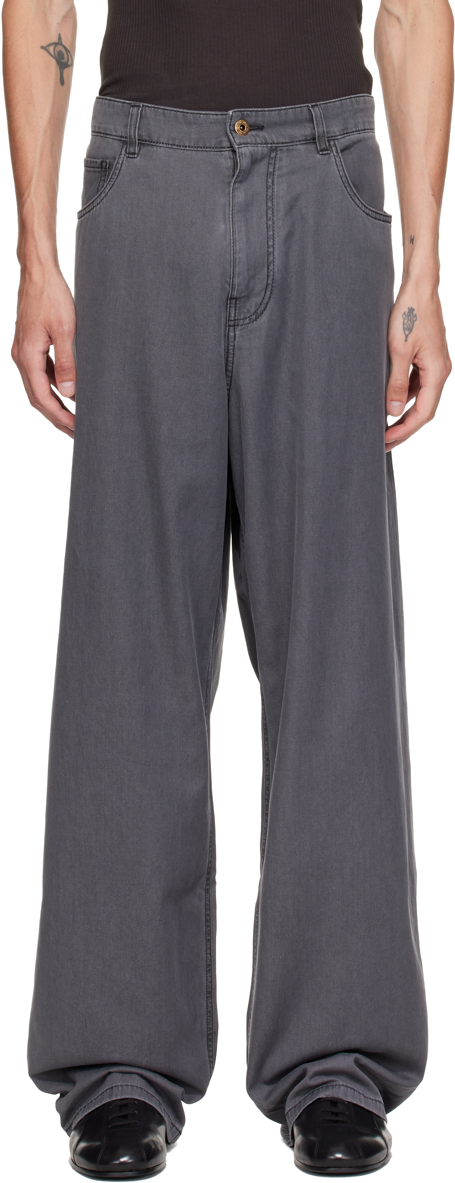 Miu Miu - Gray Five-Pocket Chambray Jeans
