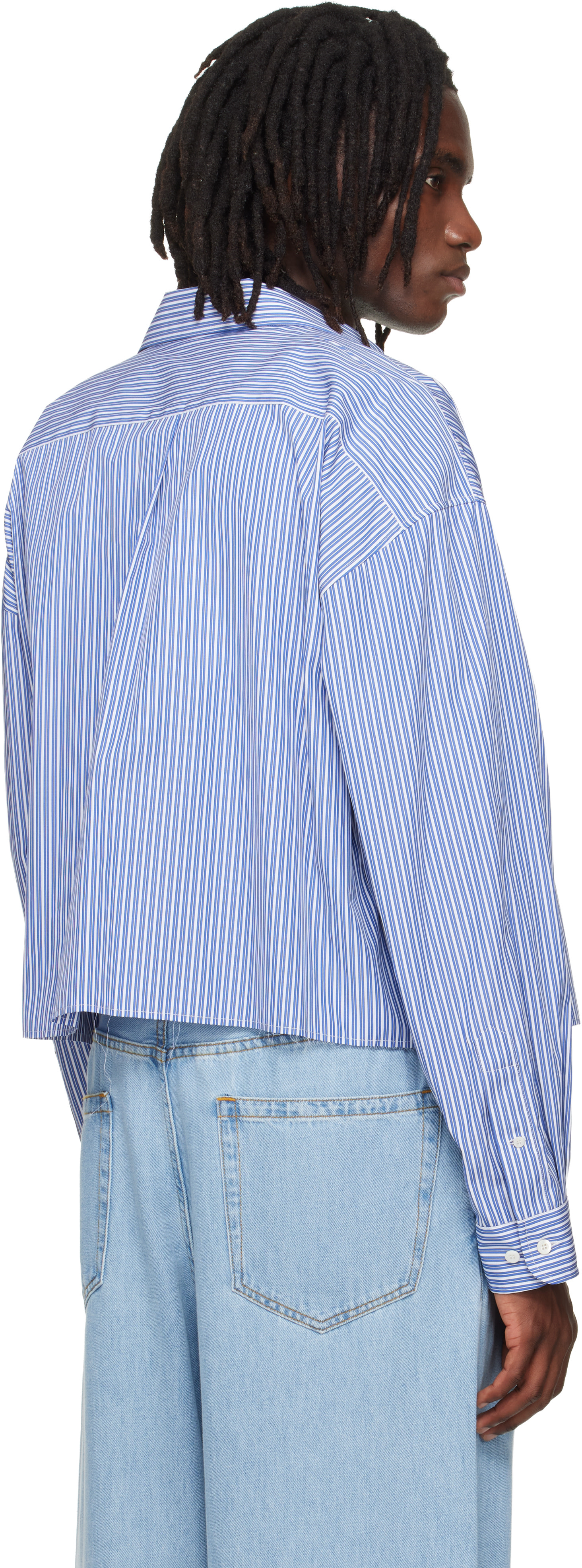 Miu Miu - Blue Micro Pinstripe Poplin Shirt
