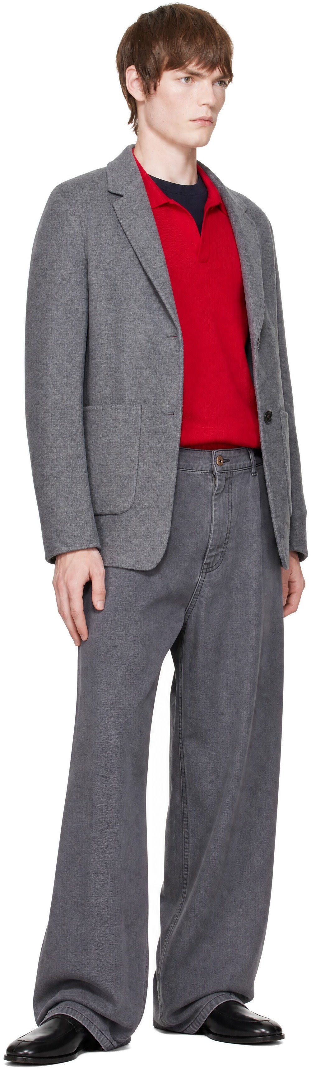 Miu Miu - Gray Single-Breasted Double Wool Blazer