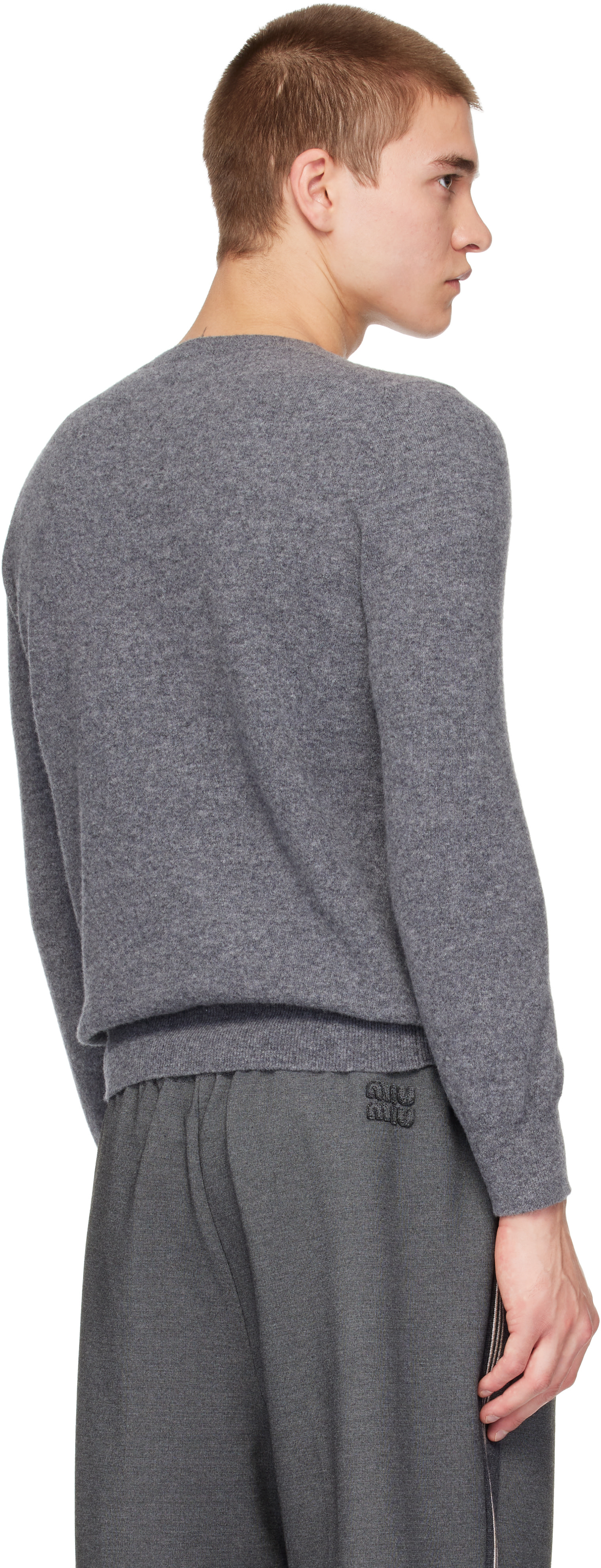 Miu Miu - Gray V-Neck Wool Sweater
