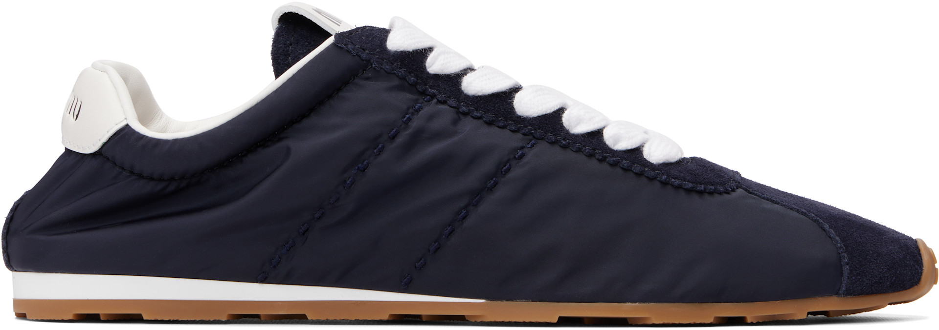 Miu Miu - Navy Plume Technical Fabric & Suede Sneakers