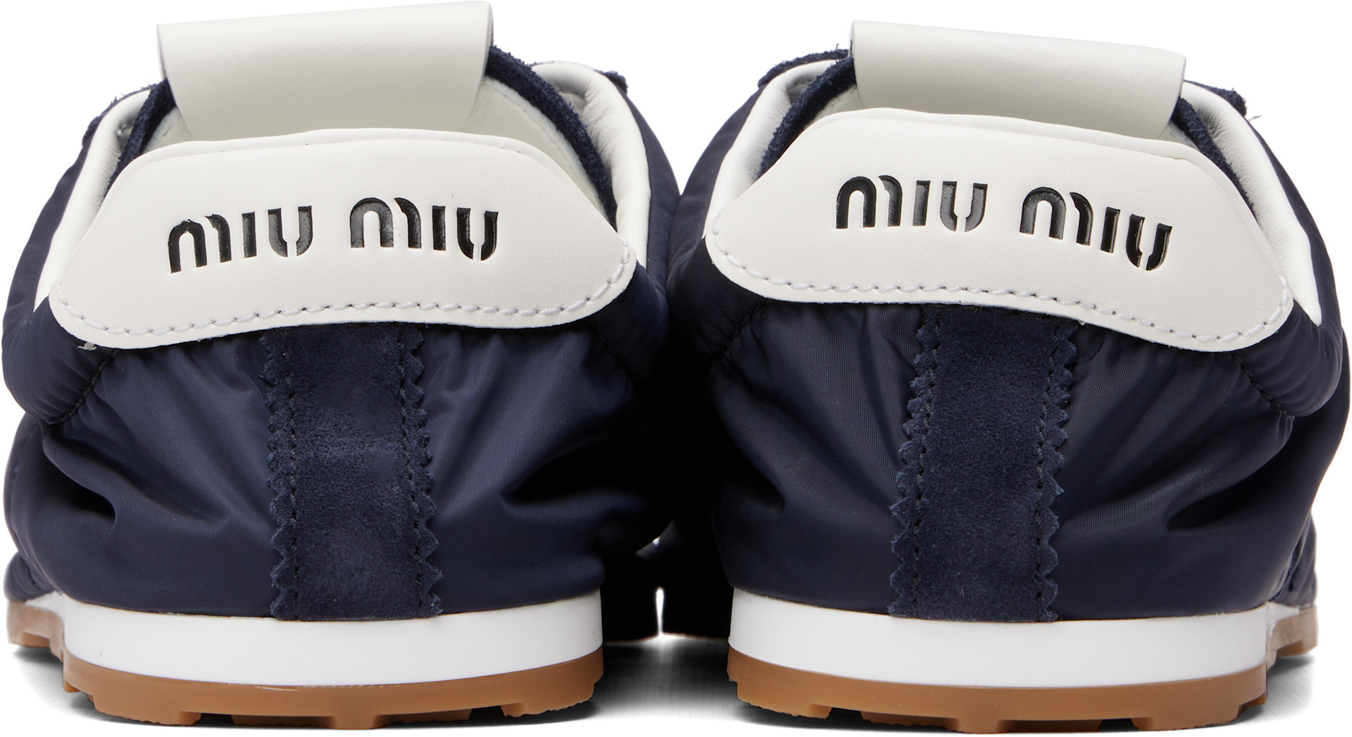 Miu Miu - Navy Plume Technical Fabric & Suede Sneakers