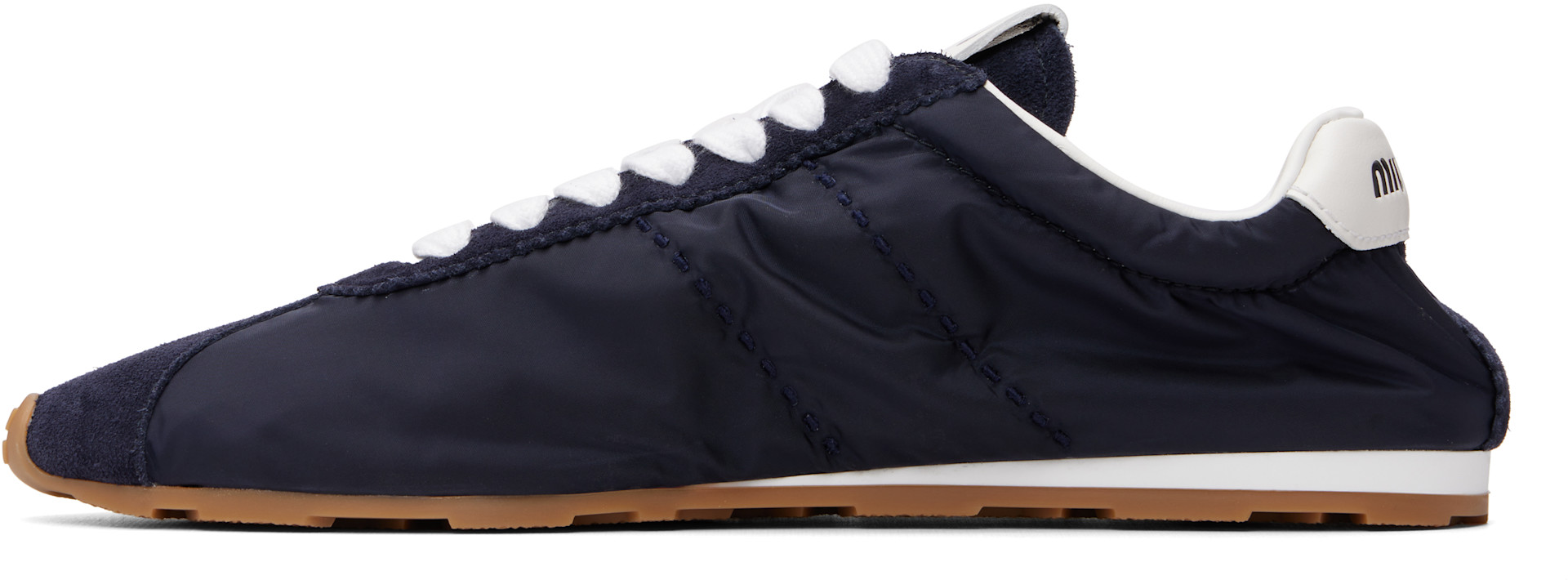 Miu Miu - Navy Plume Technical Fabric & Suede Sneakers