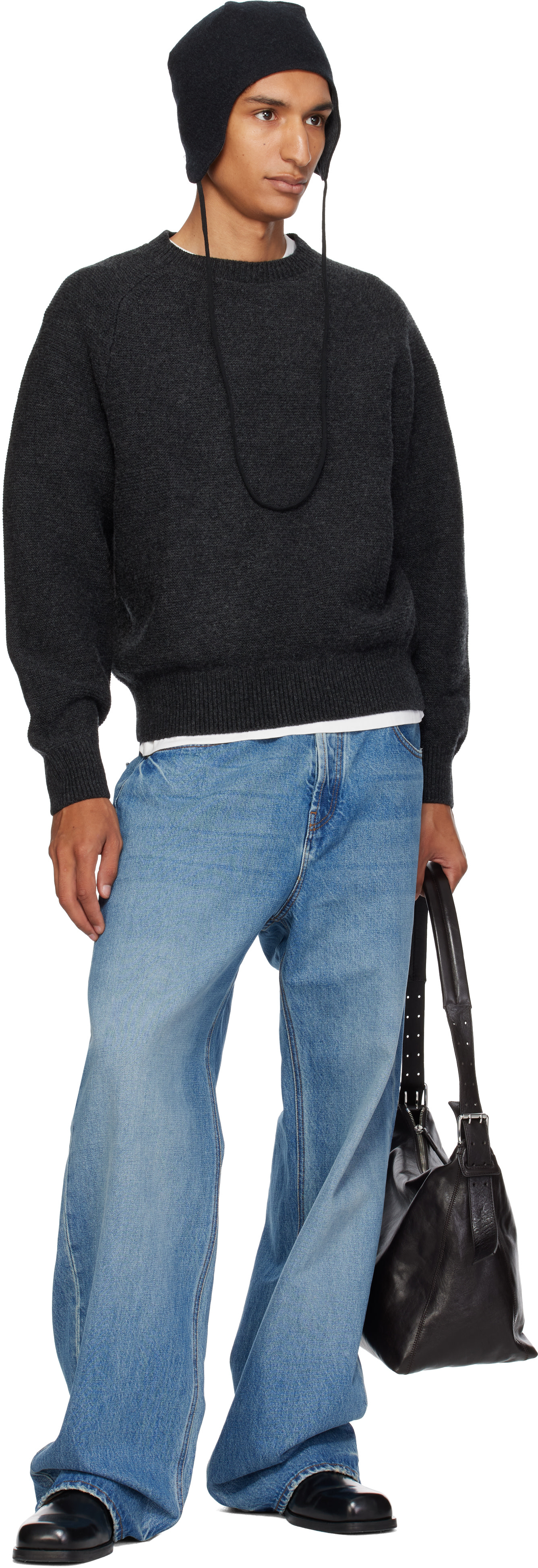 Lady White Co. - Gray Raglan Link Sweater