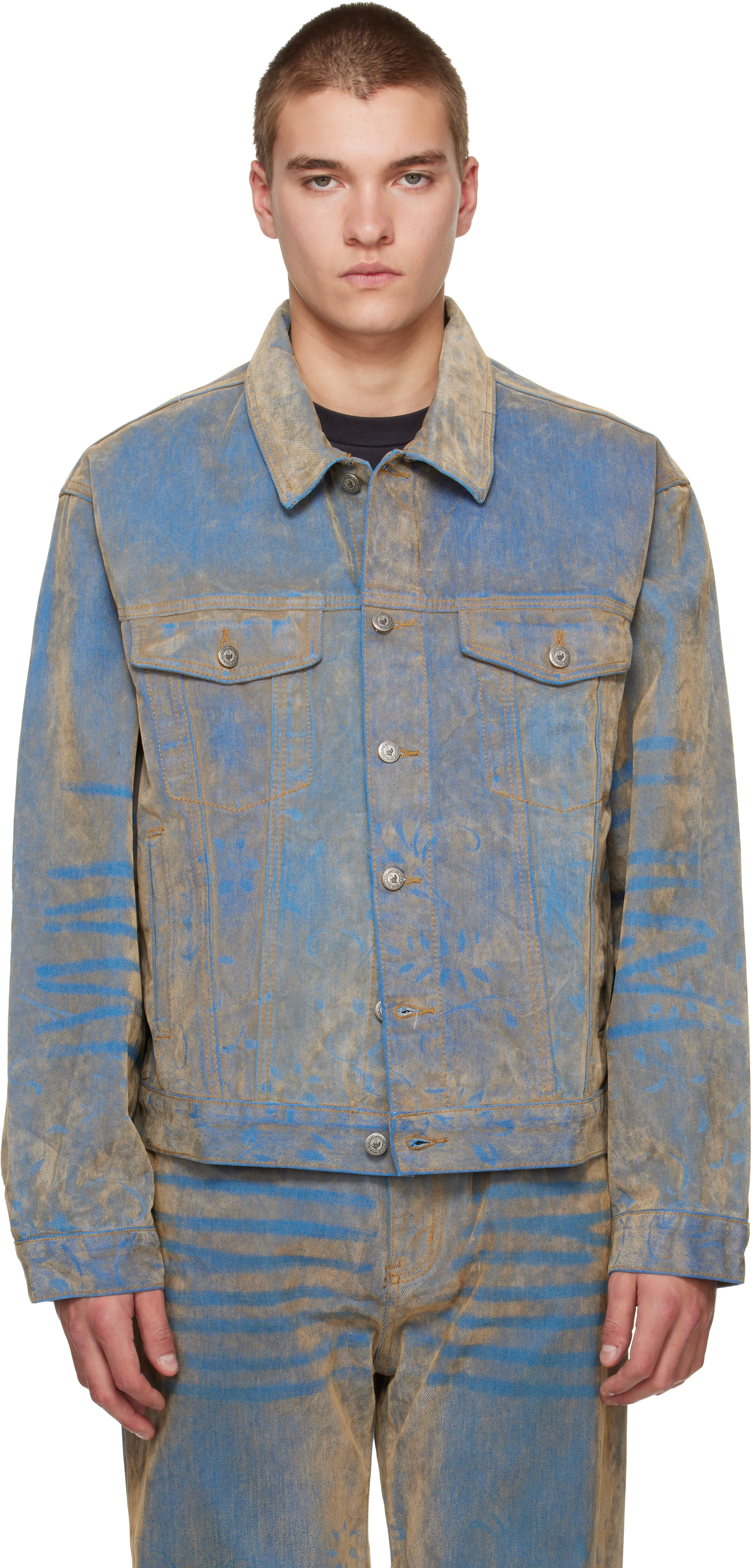 KidSuper - Blue Flocked Work Denim Jacket