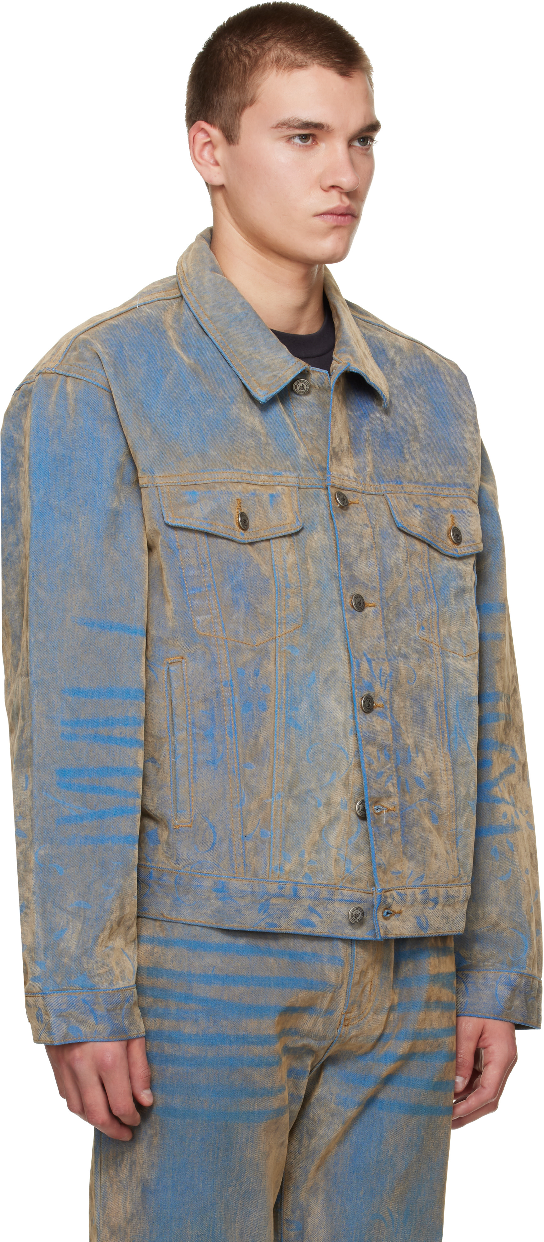 KidSuper - Blue Flocked Work Denim Jacket