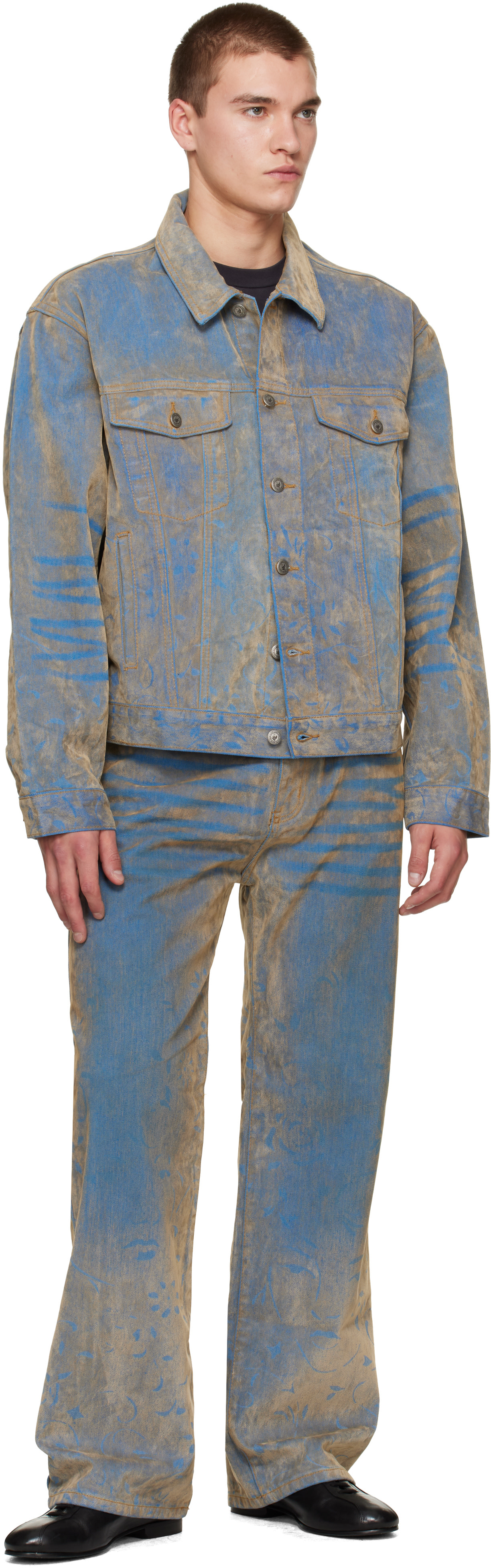 KidSuper - Blue Flocked Work Denim Jacket