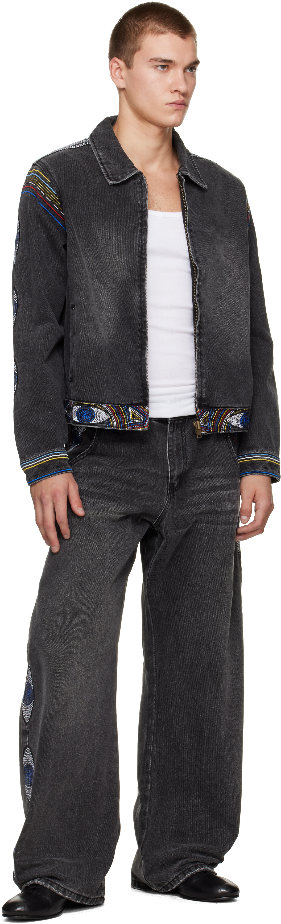 KidSuper - ブラック 'Eye' Embroidery デニムジャケット