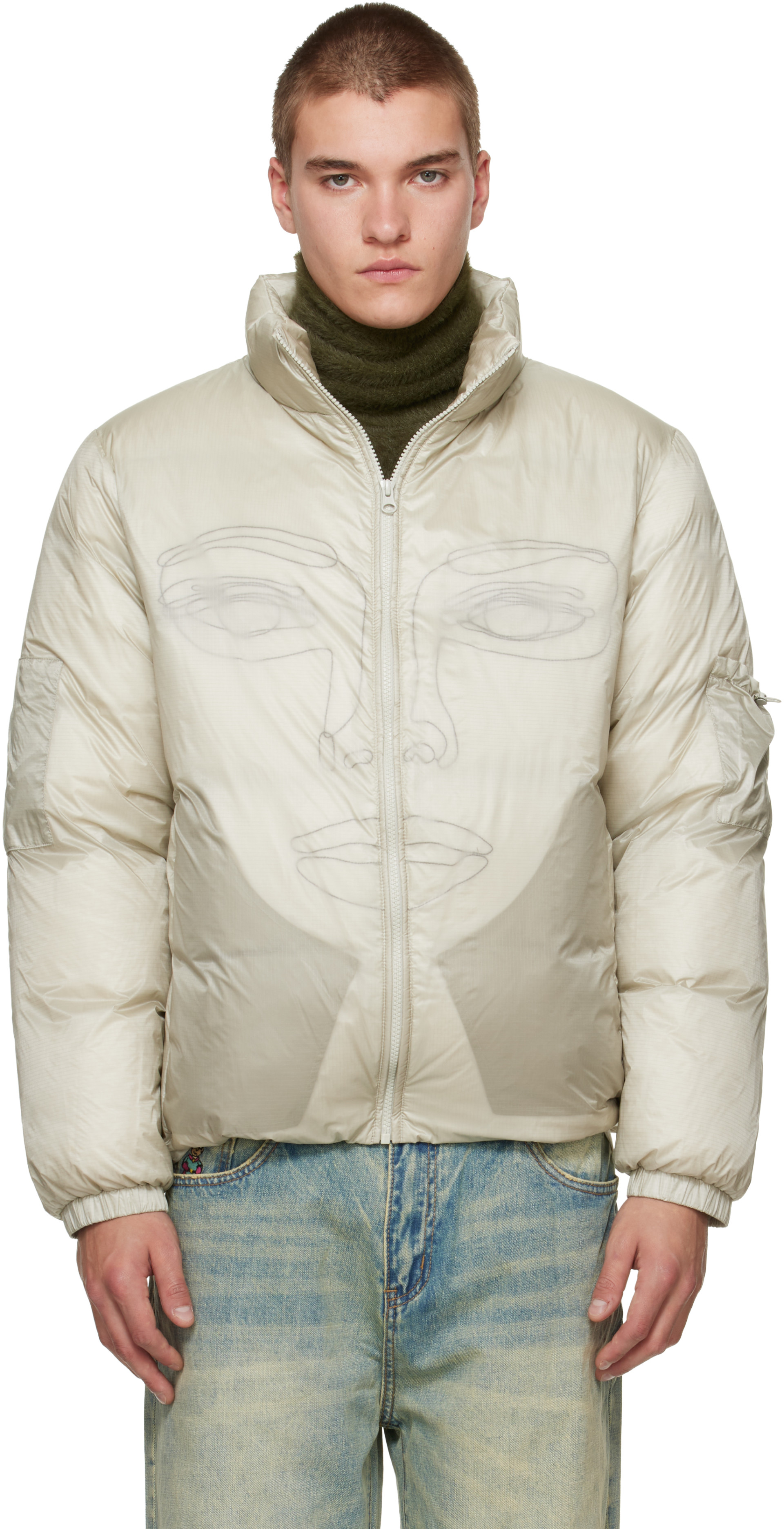 KidSuper - Green 'Translucent Face' Down Jacket