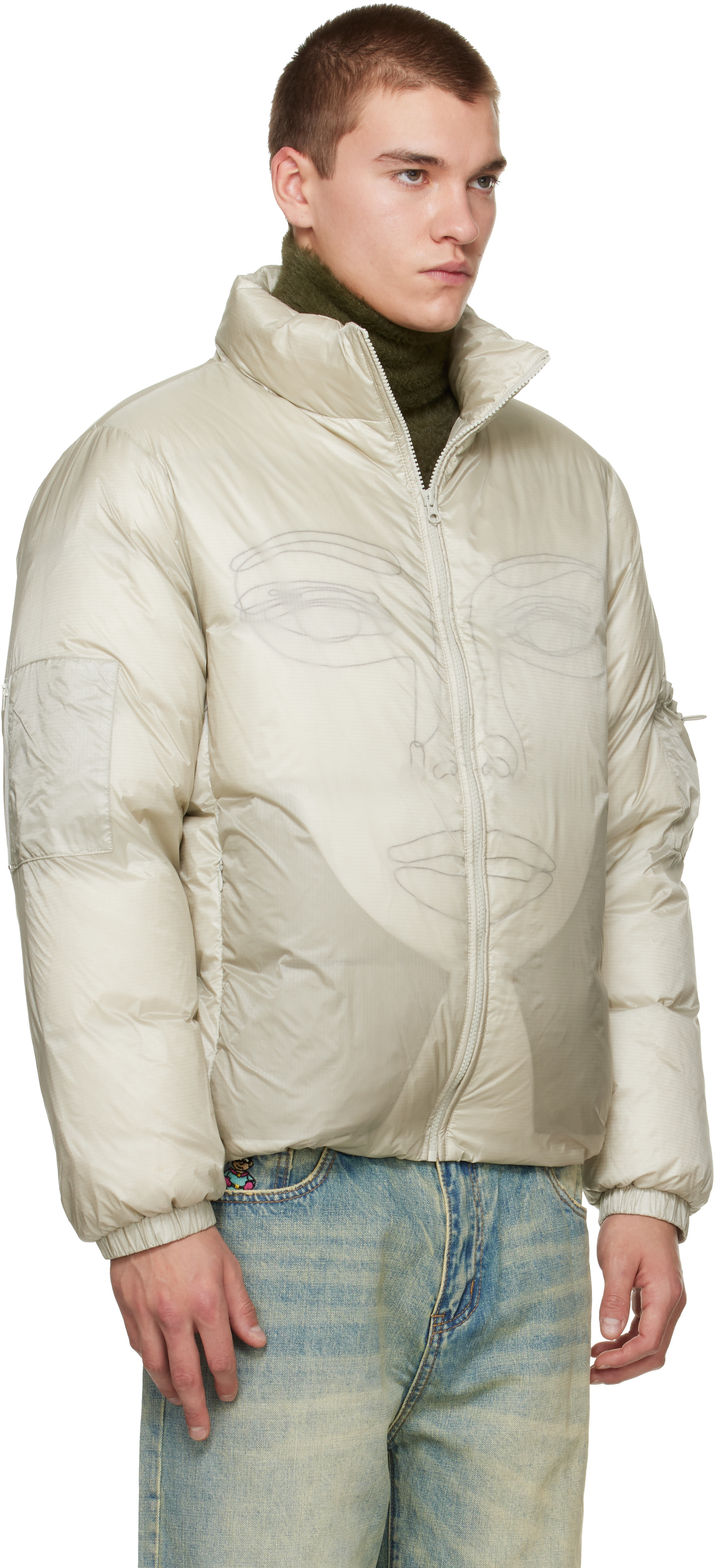 KidSuper - Green 'Translucent Face' Down Jacket