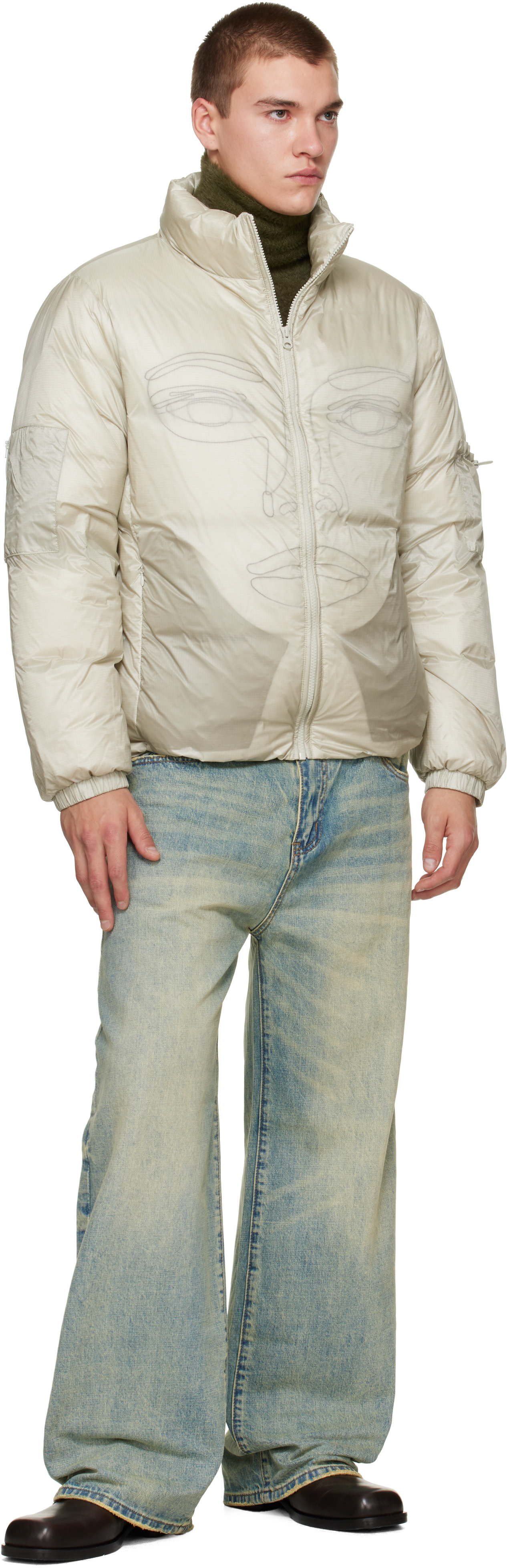 KidSuper - Green 'Translucent Face' Down Jacket