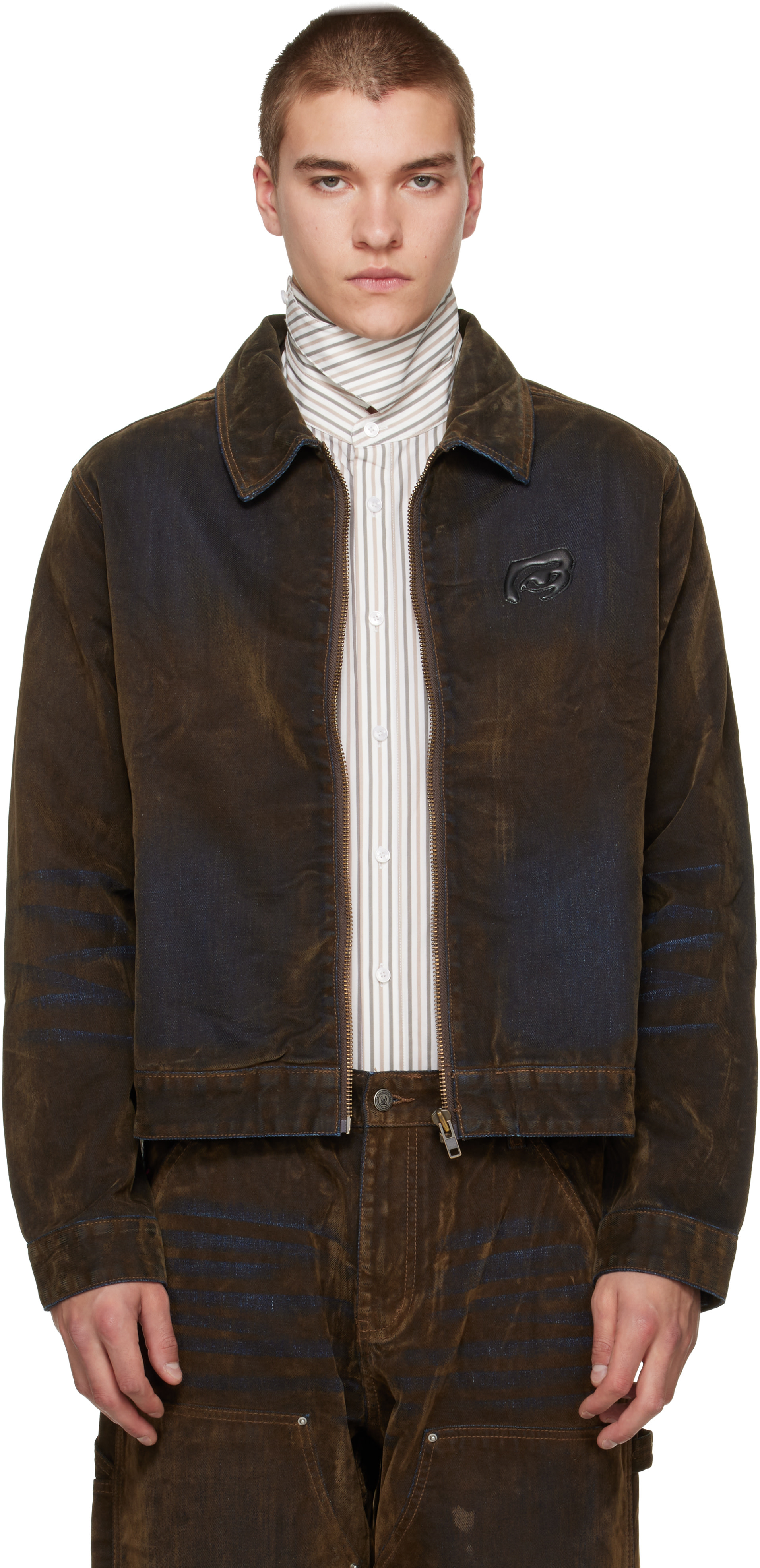 KidSuper - Brown Flocked Work Denim Jacket