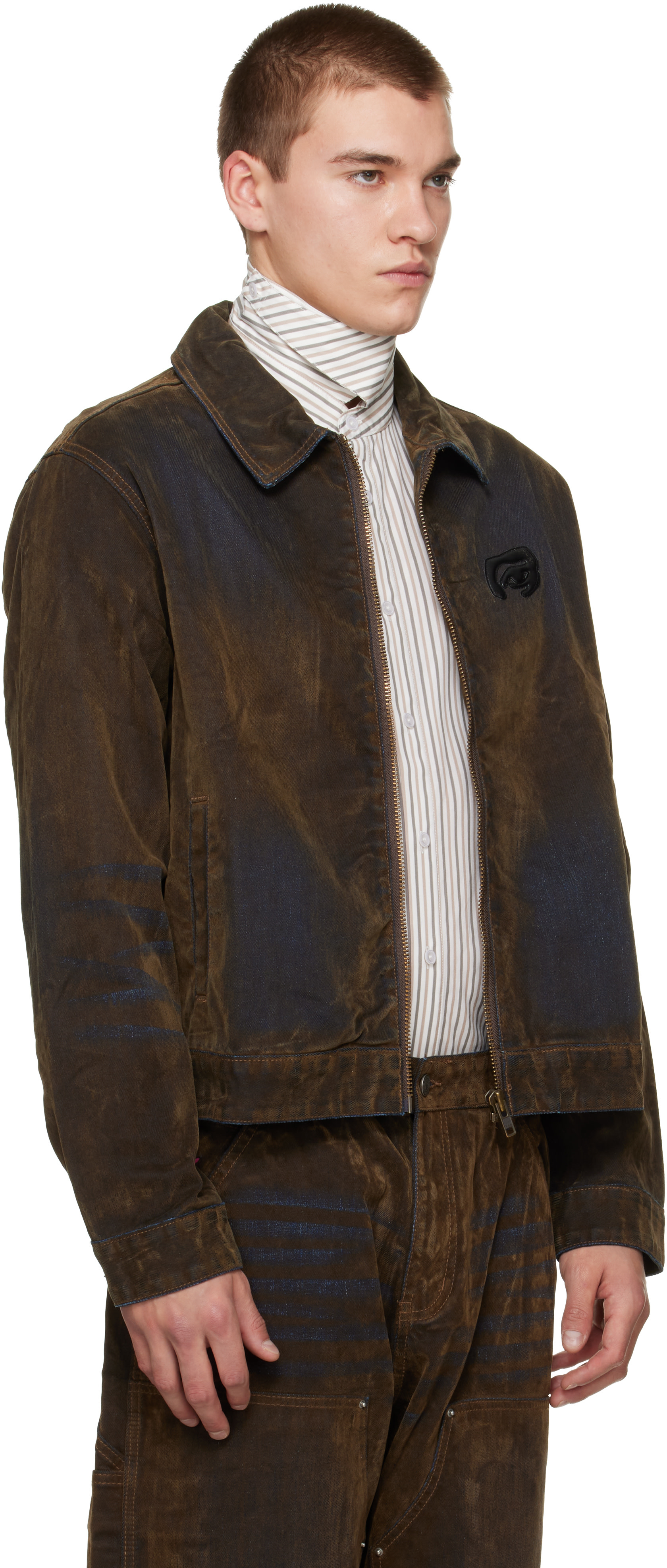 KidSuper - Brown Flocked Work Denim Jacket