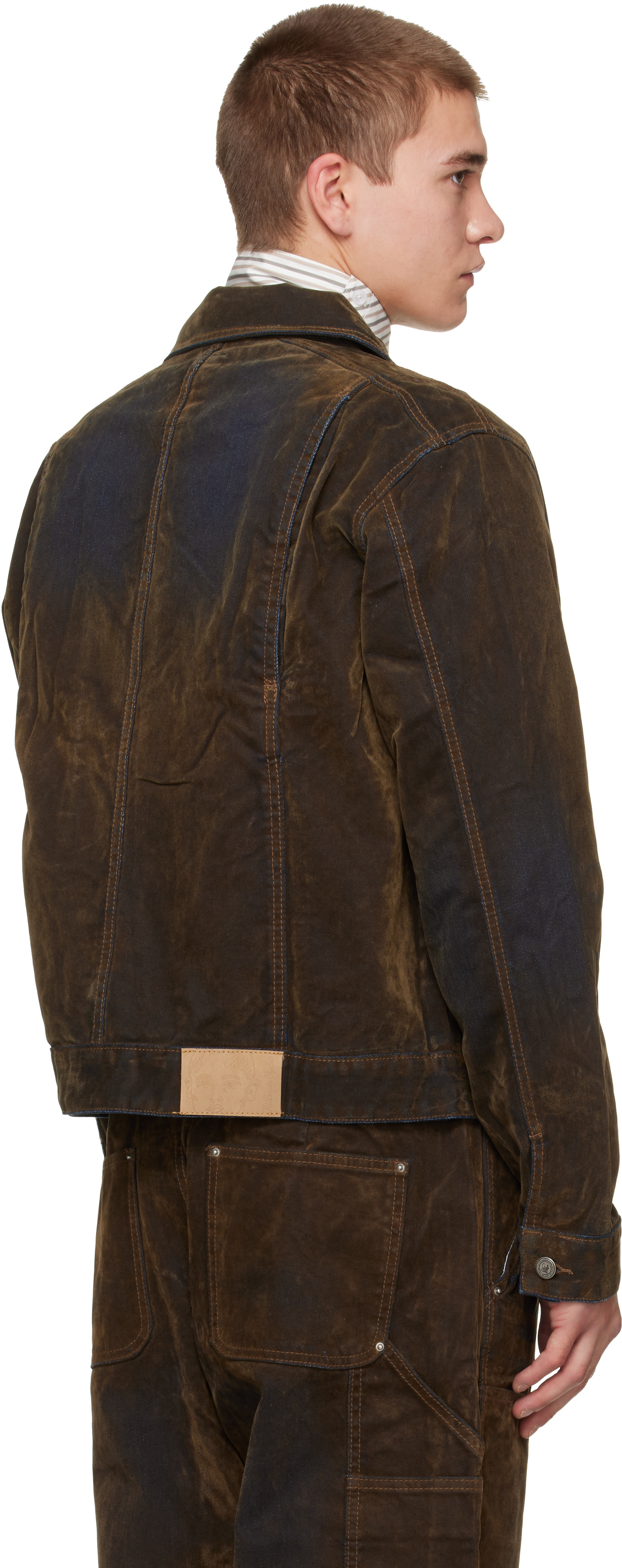 KidSuper - Brown Flocked Work Denim Jacket