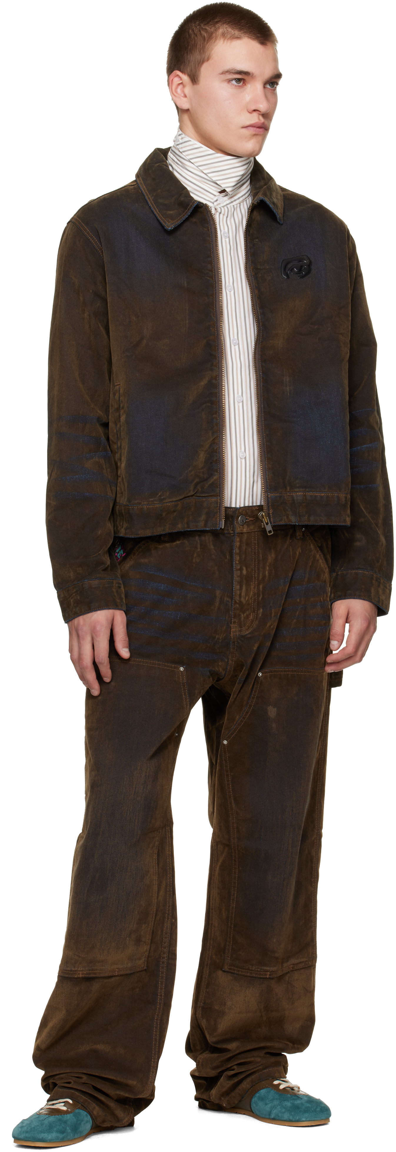 KidSuper - Brown Flocked Work Denim Jacket