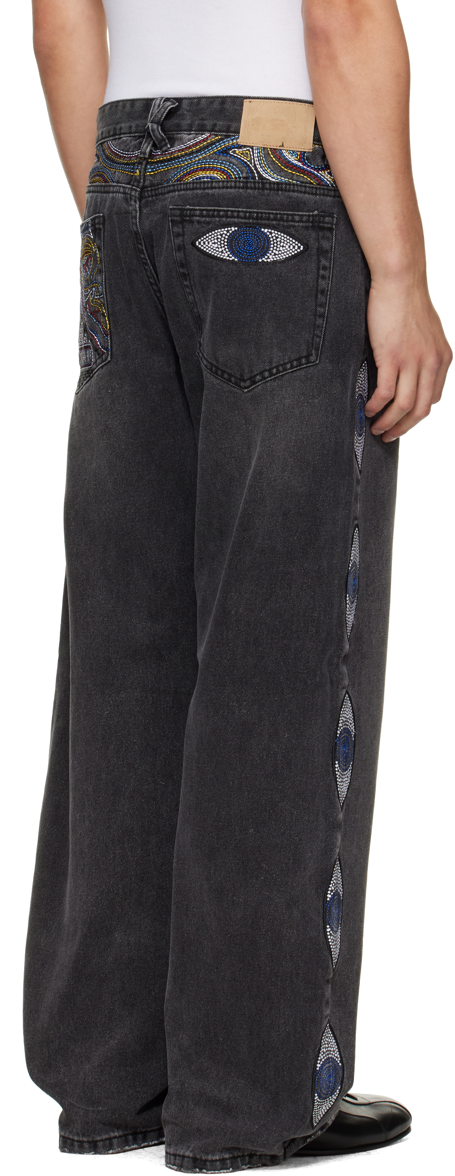 KidSuper - Black 'Eye' Embroidered Jeans