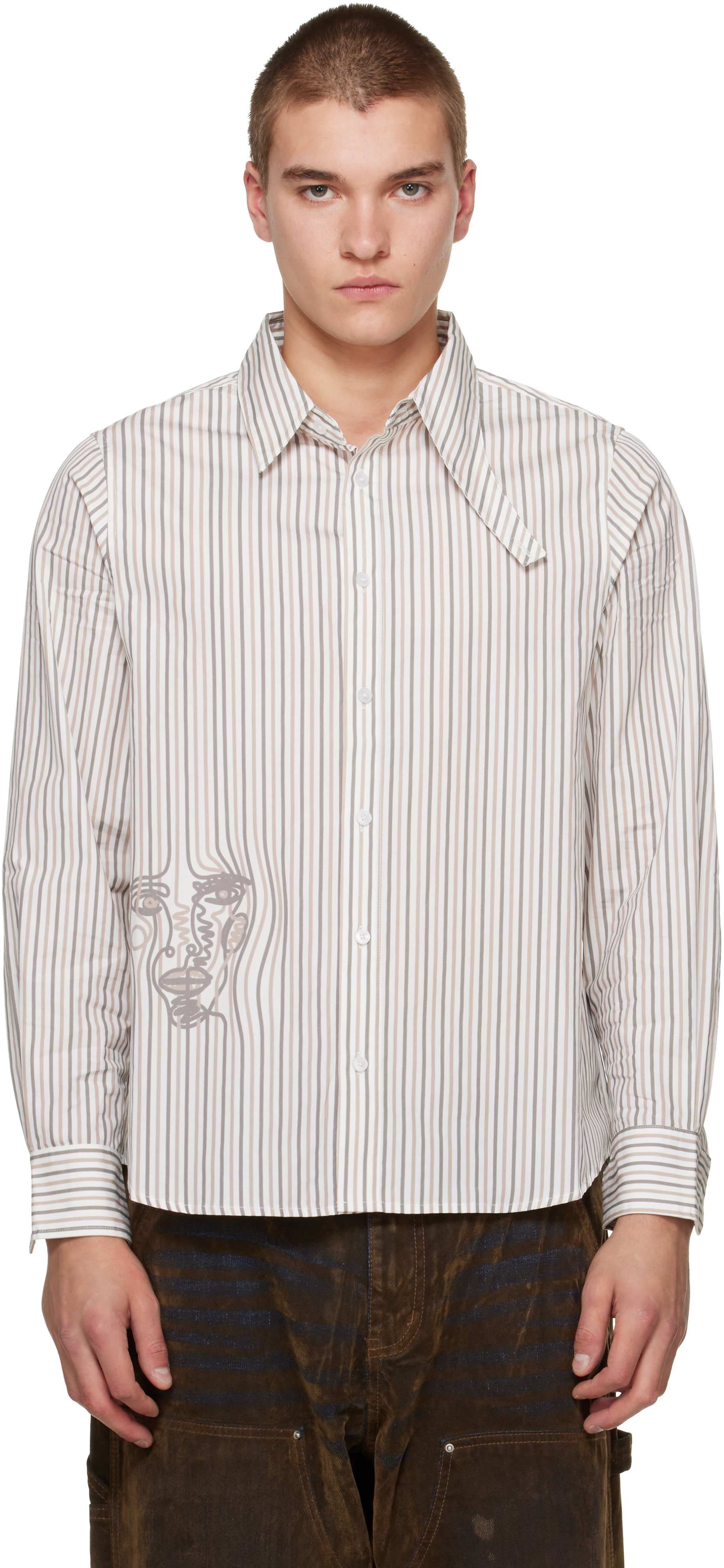 KidSuper - White Striped Face Shirt