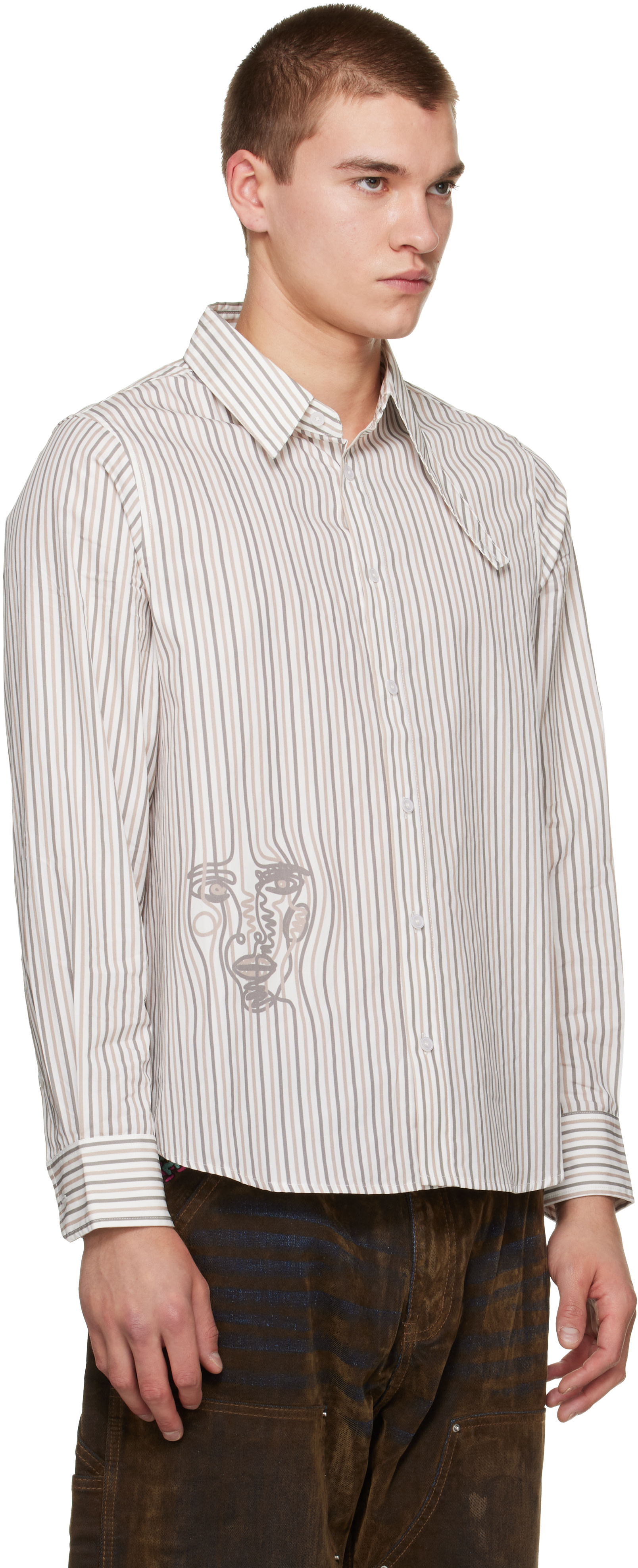 KidSuper - White Striped Face Shirt