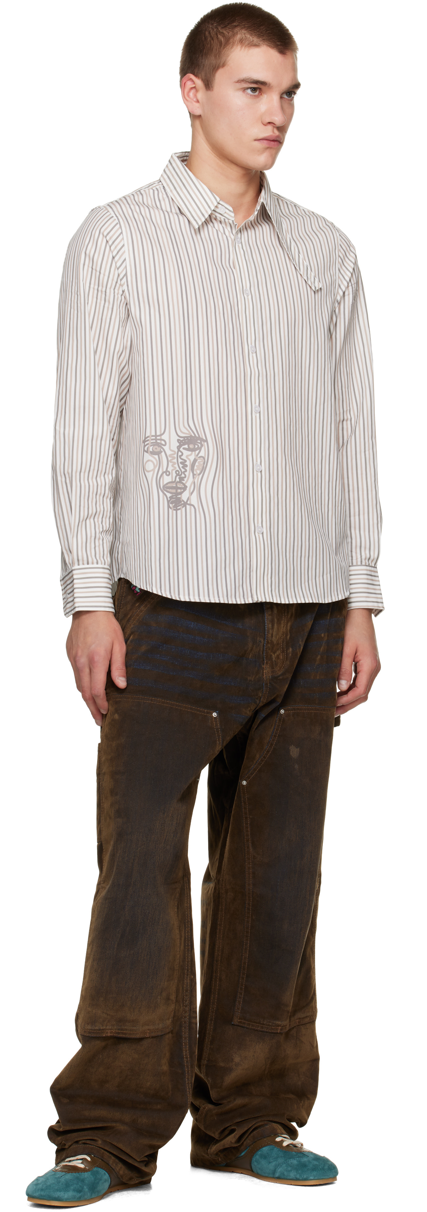 KidSuper - White Striped Face Shirt