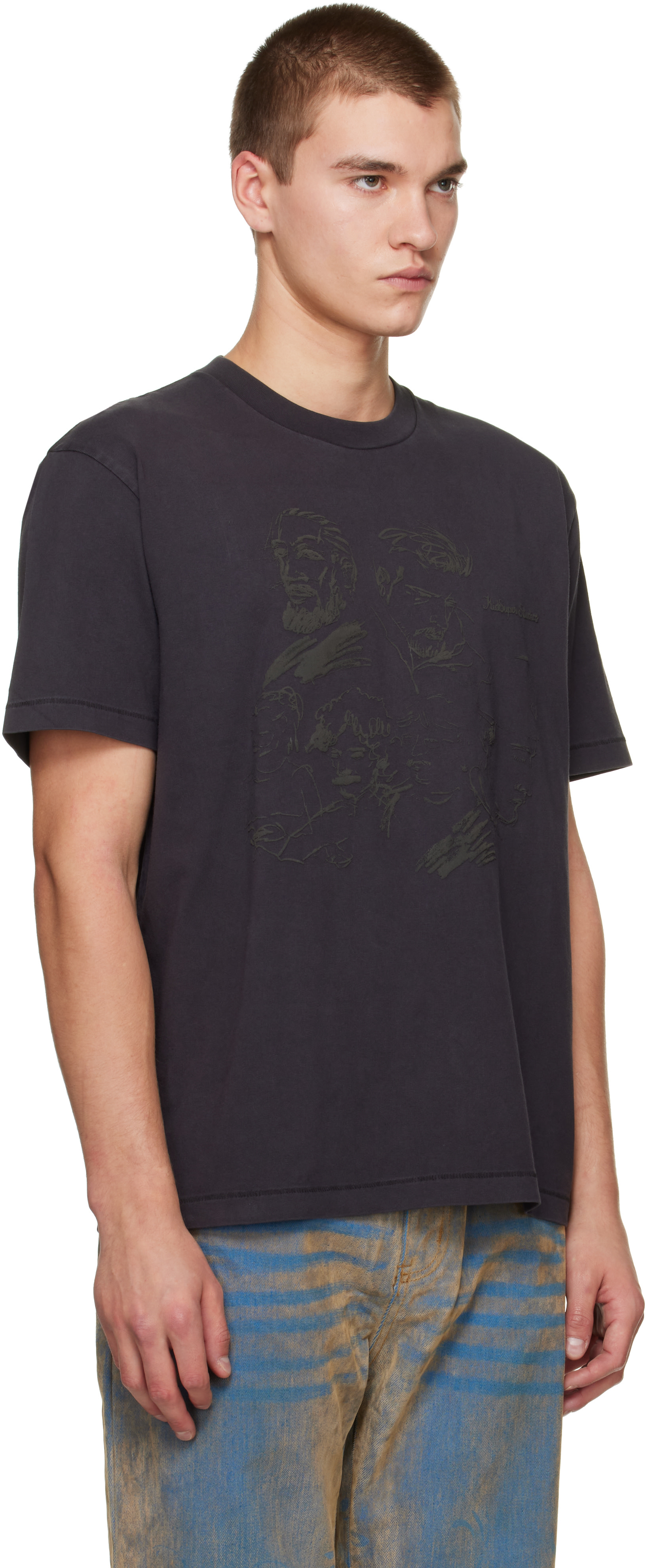 KidSuper - ブラック 'Sketched Faces' Tシャツ