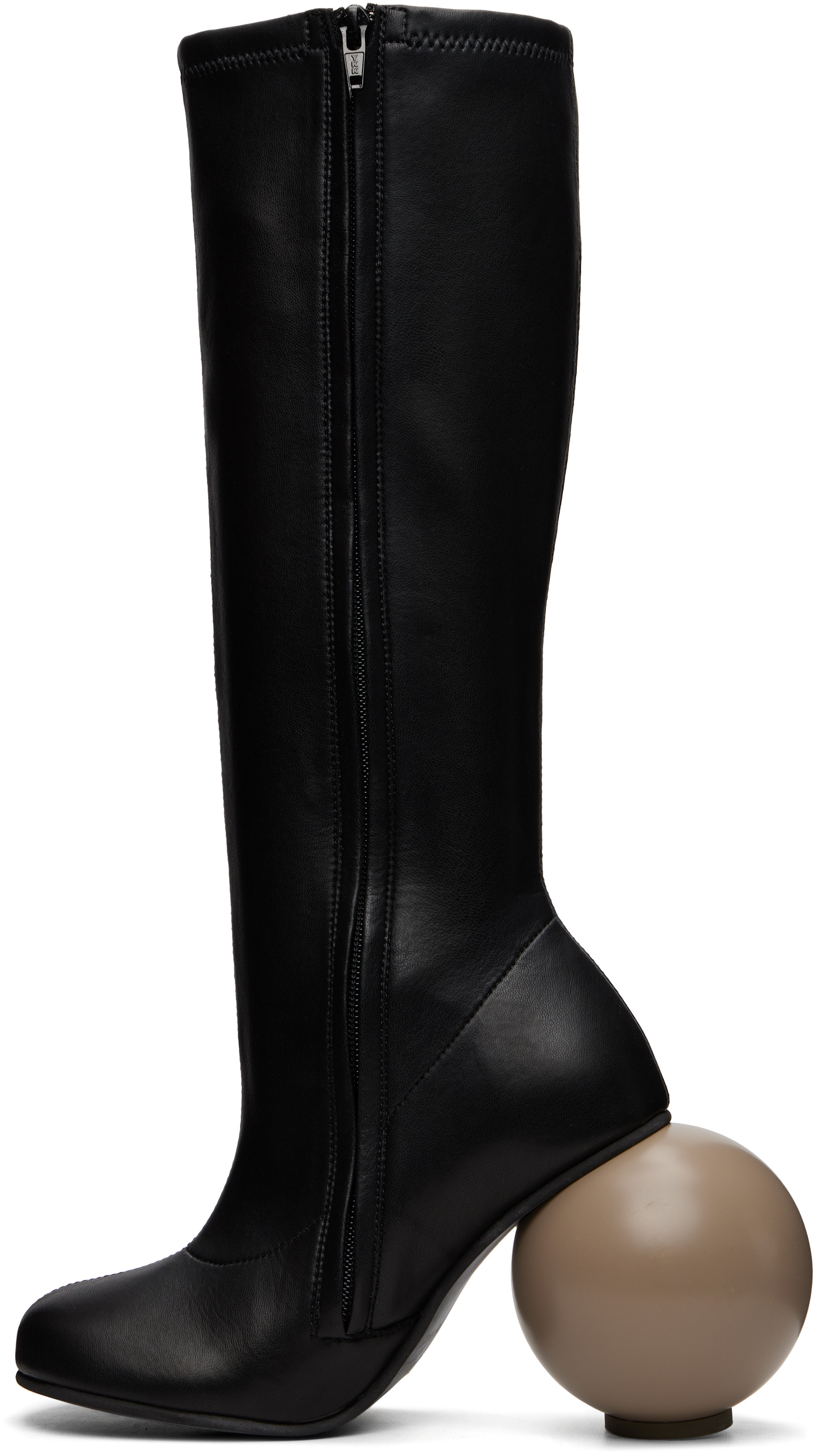 YUME YUME: Black & Beige Ball Tall Boots | SSENSE