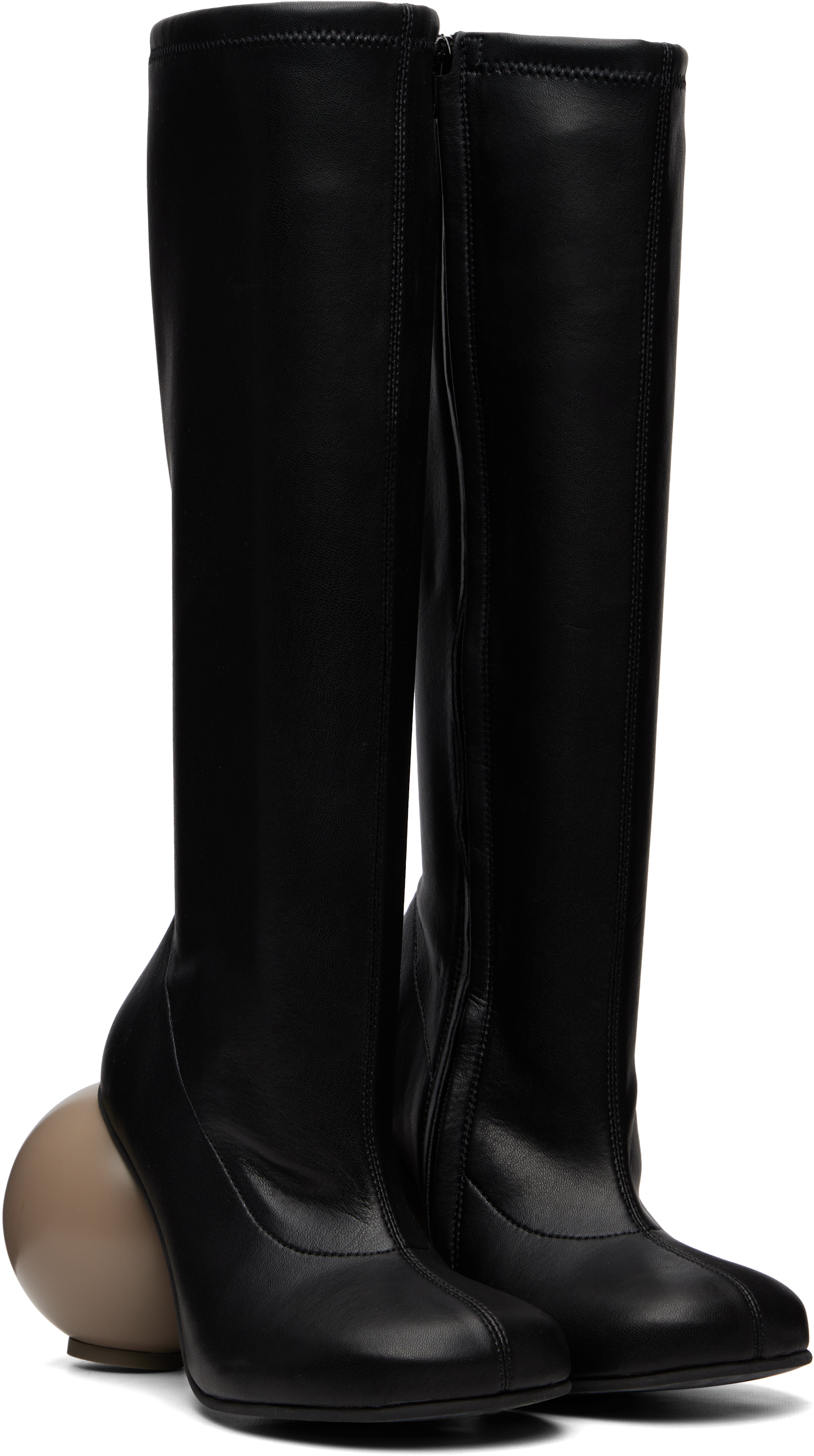 yumeyume ロングブーツ YUME YUME: Black & Beige Ball Tall Boots | SSENSE