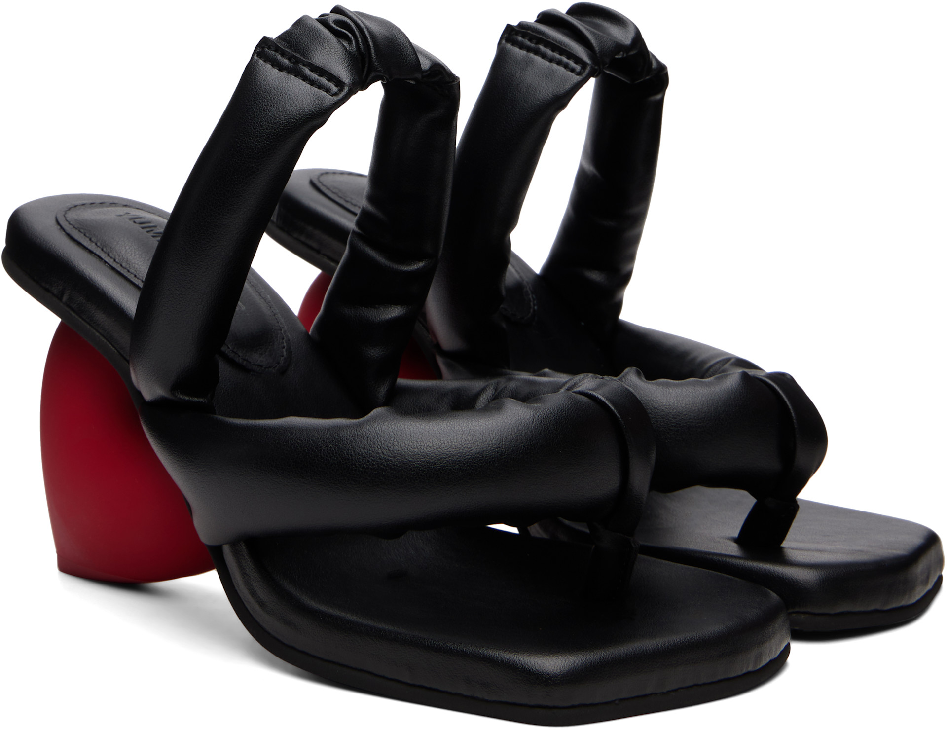 Yumeyume love heel black red ヒールサンダル23cm YUME YUME: Black & Red Love Heeled Sandals | SSENSE