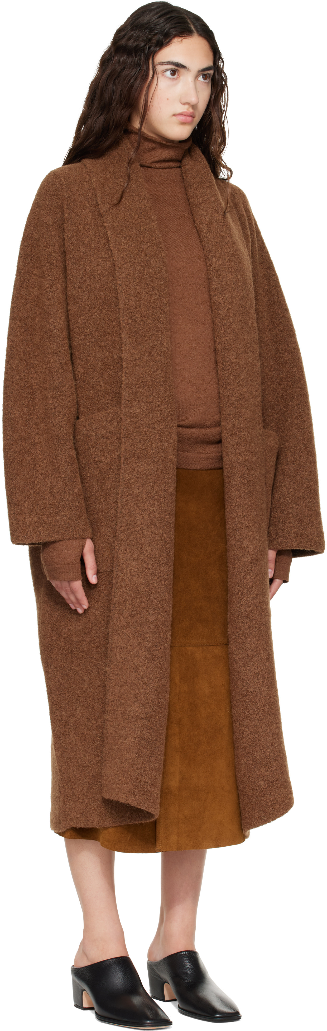Lauren Manoogian: Brown Double Face Long Coat | SSENSE