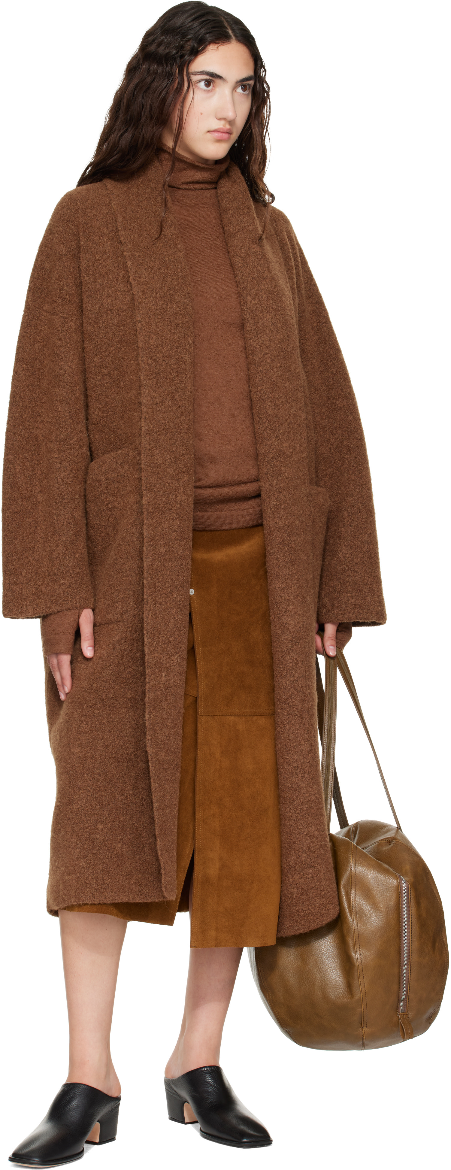 Lauren Manoogian: Brown Double Face Long Coat | SSENSE