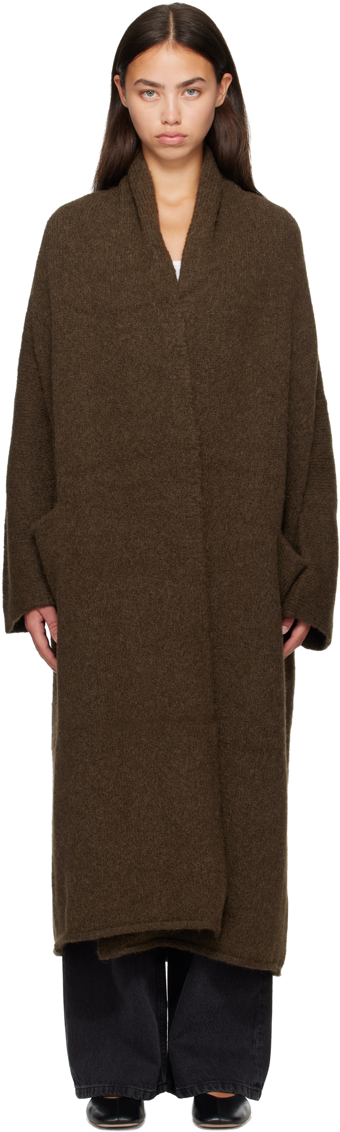 Lauren Manoogian: Khaki Long Shawl Cardigan | SSENSE