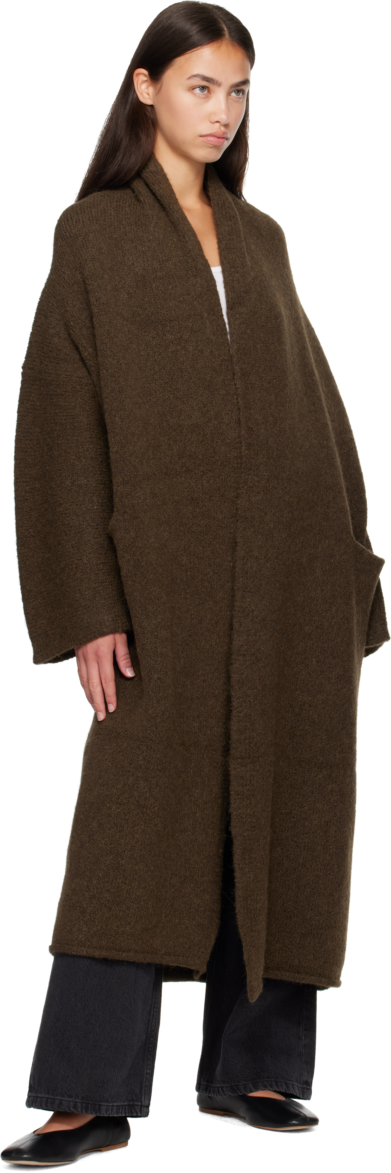 Lauren Manoogian: Khaki Long Shawl Cardigan | SSENSE