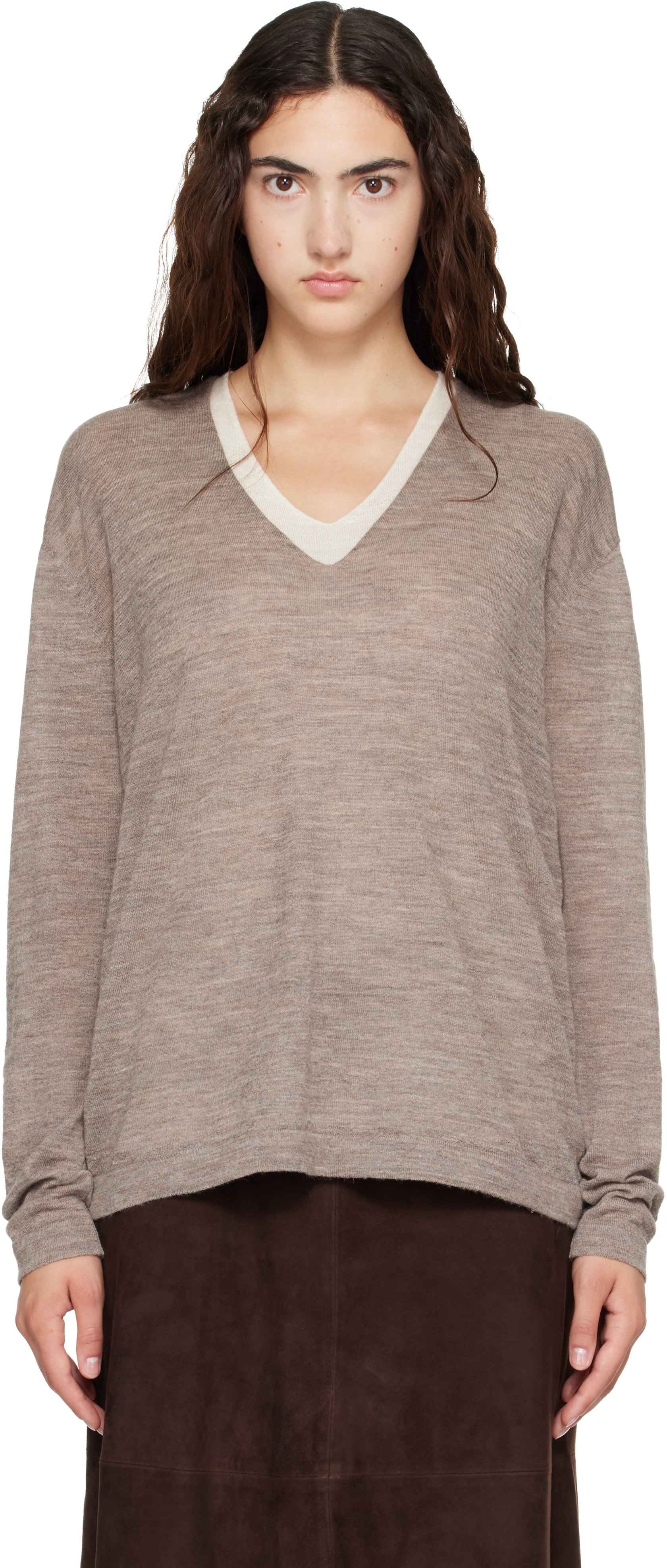 Lauren Manoogian - Pull gris à col en V