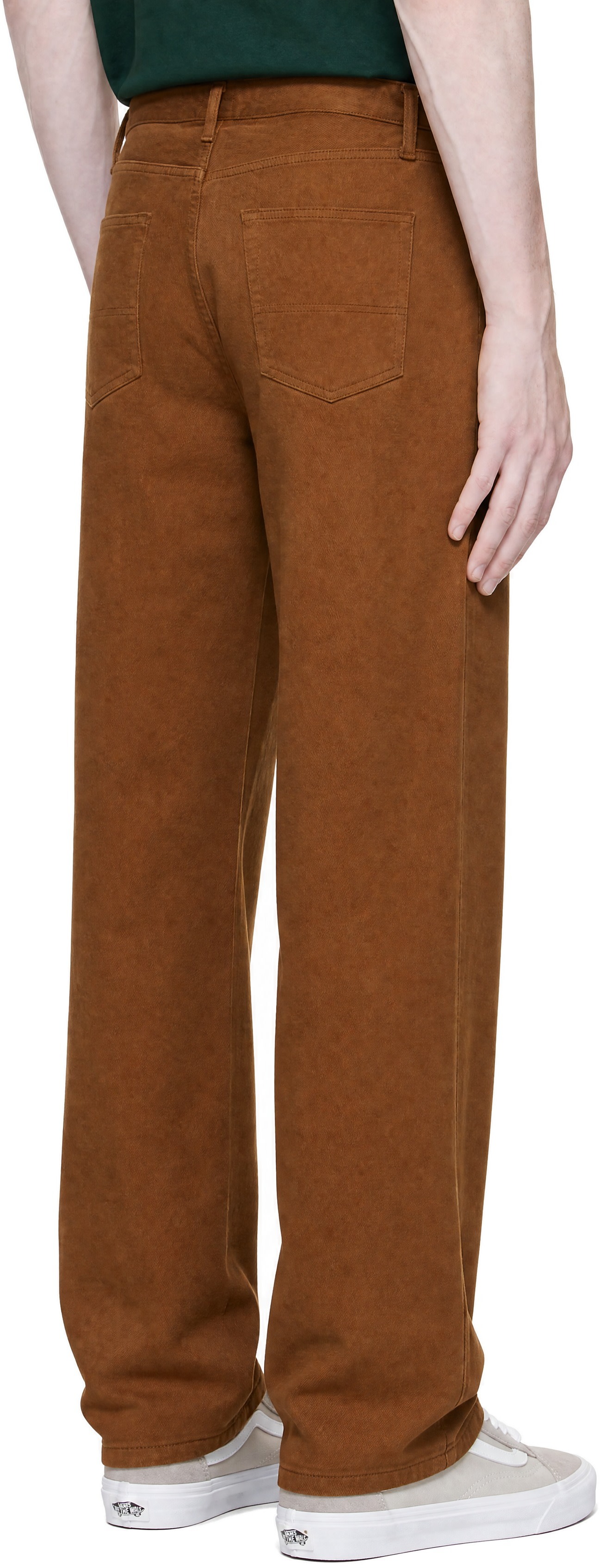 Noah - Brown Brushed Denim Pleated Jeans