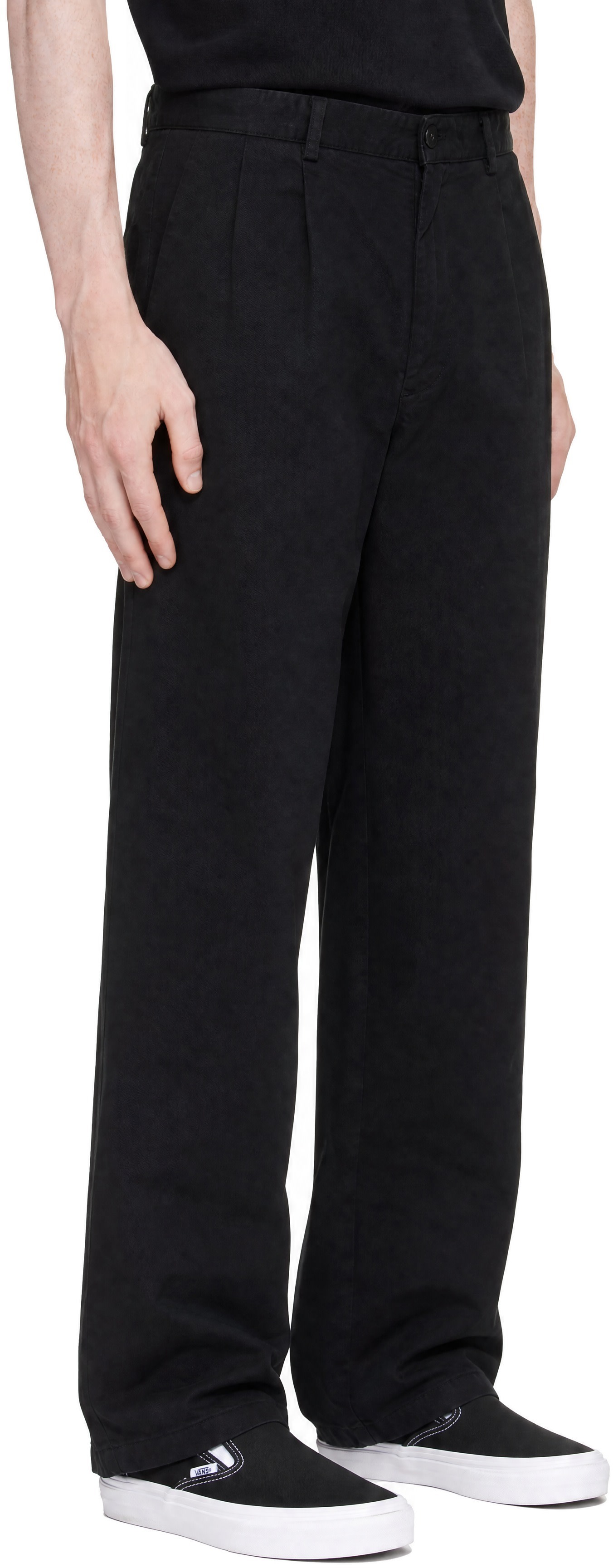 Noah - Black Twill Double-Pleat Trousers