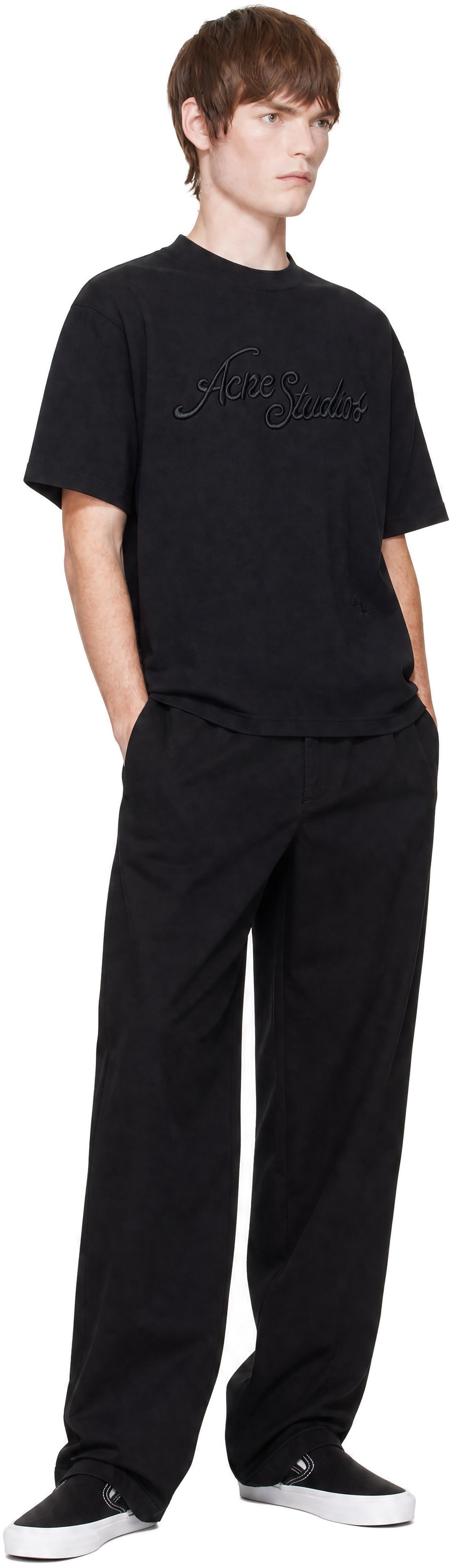 Noah - Black Twill Double-Pleat Trousers