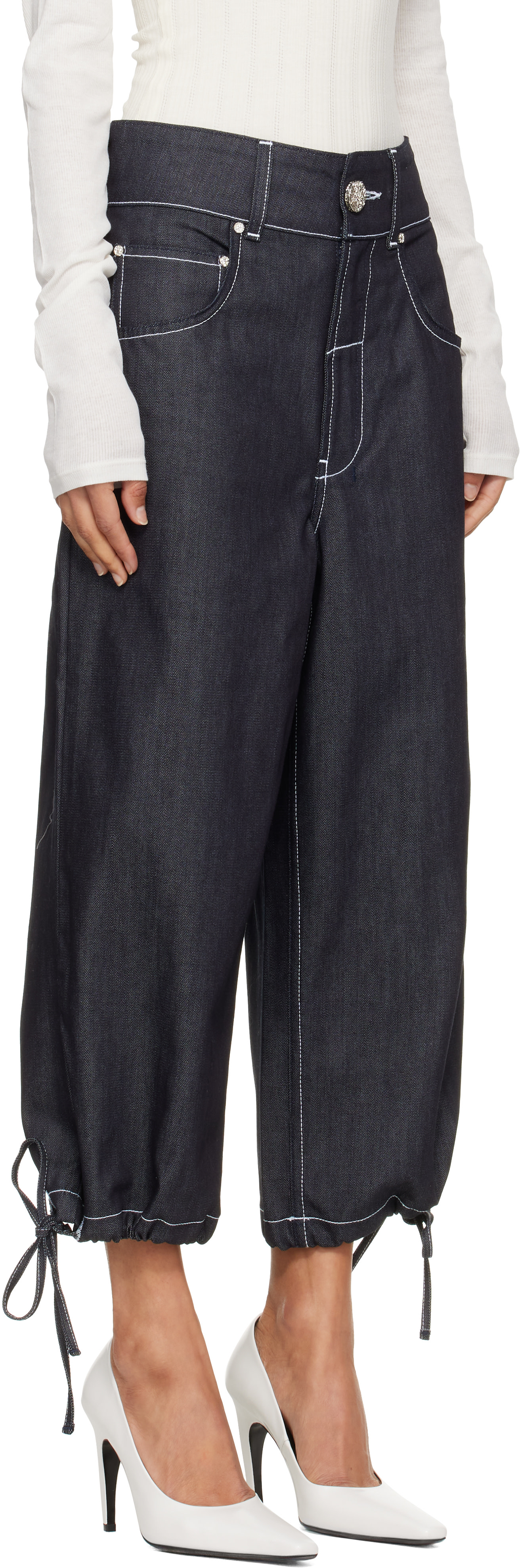 capri アセトン Veneda Carter: Navy Duo Capri Jeans | SSENSE Canada