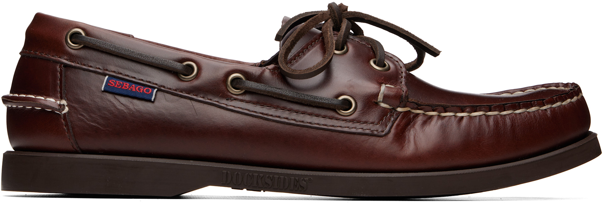 SEBAGO セバゴ DOCKSIDES デッキシューズ ブラウン USA製 Sebago: ブラウン Docksides Portland Waxed デッキシューズ | SSENSE 日本