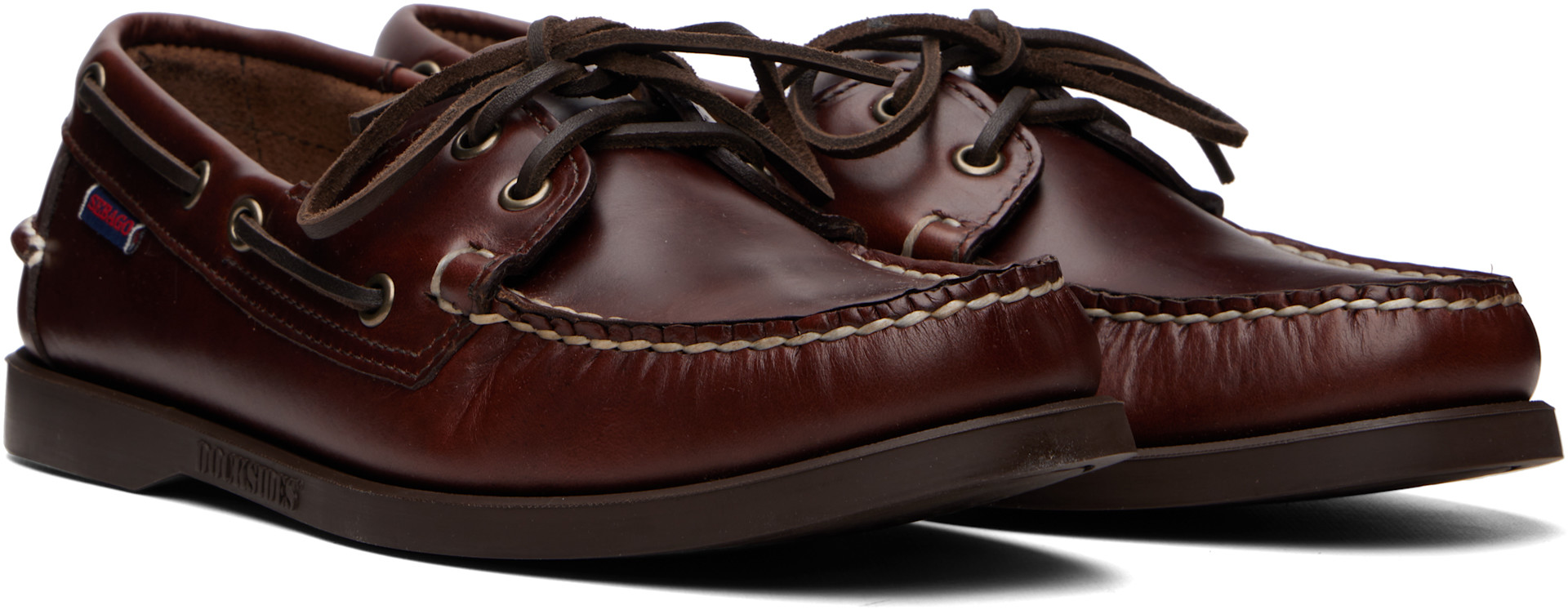 SEBAGO DOCKSIDES PORTLAND デッキシューズ（27CM） Sebago: ブラウン Docksides Portland Waxed デッキシューズ | SSENSE 日本